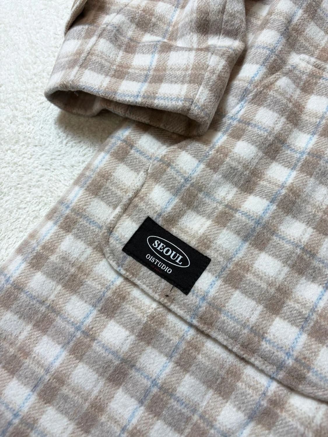 OiOi 오버핏 체크 더플 후디 코트 PN6832 상품이미지5