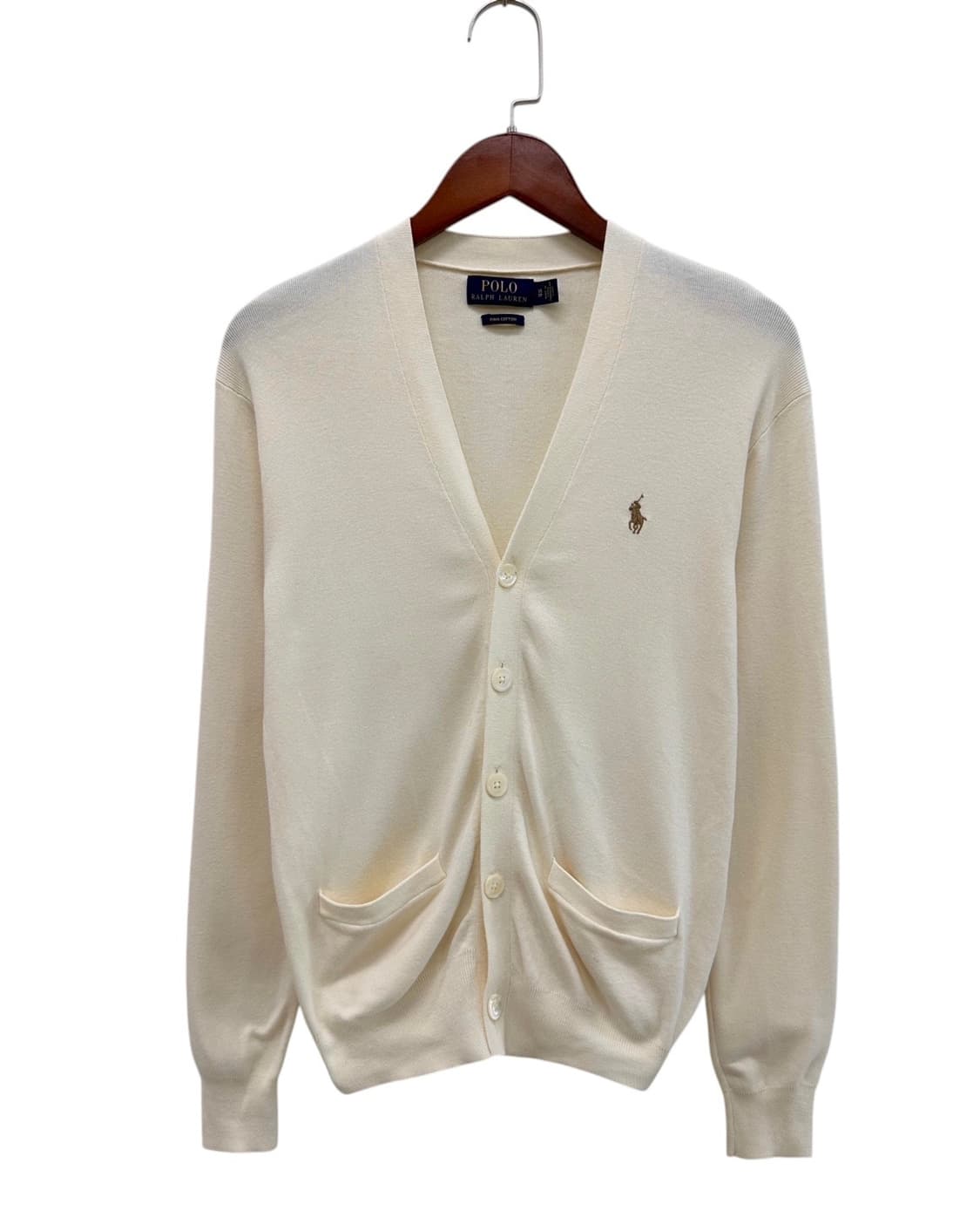 폴로 피마코튼 니트 가디건 크림 (XS~S) 상품이미지1