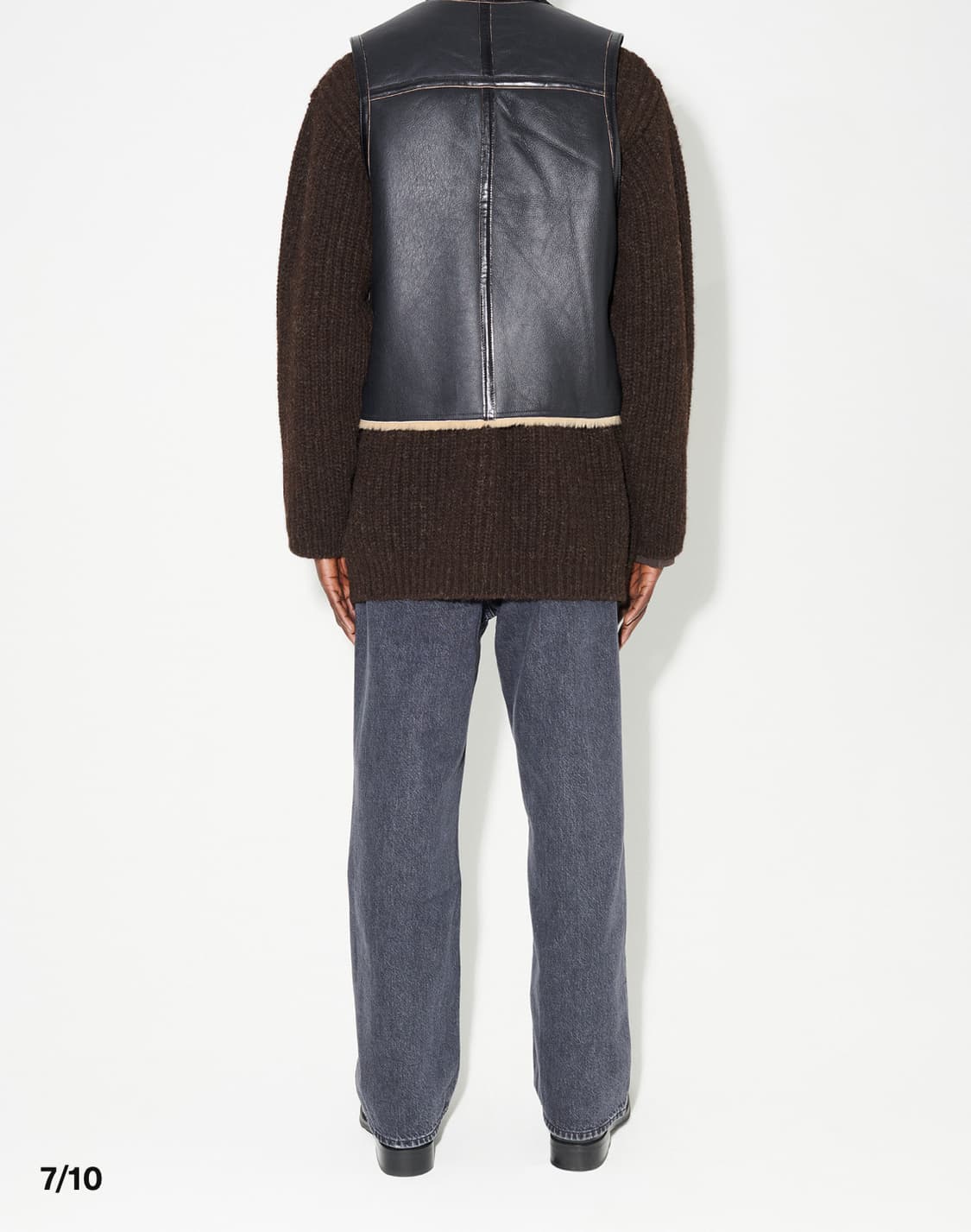 아워레가시 리버시블 셔링 베스트 블랙 브라운 48size 상품이미지4