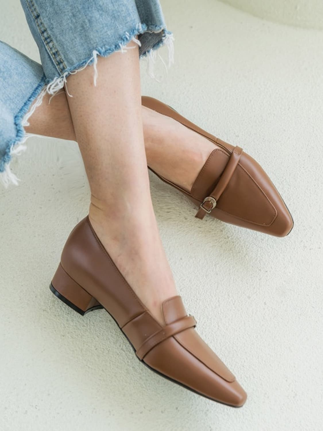 브라운 소가죽 로퍼 갈색 235 비아소뇨 리비아 구두 단화 3cm 키높이 상품이미지3