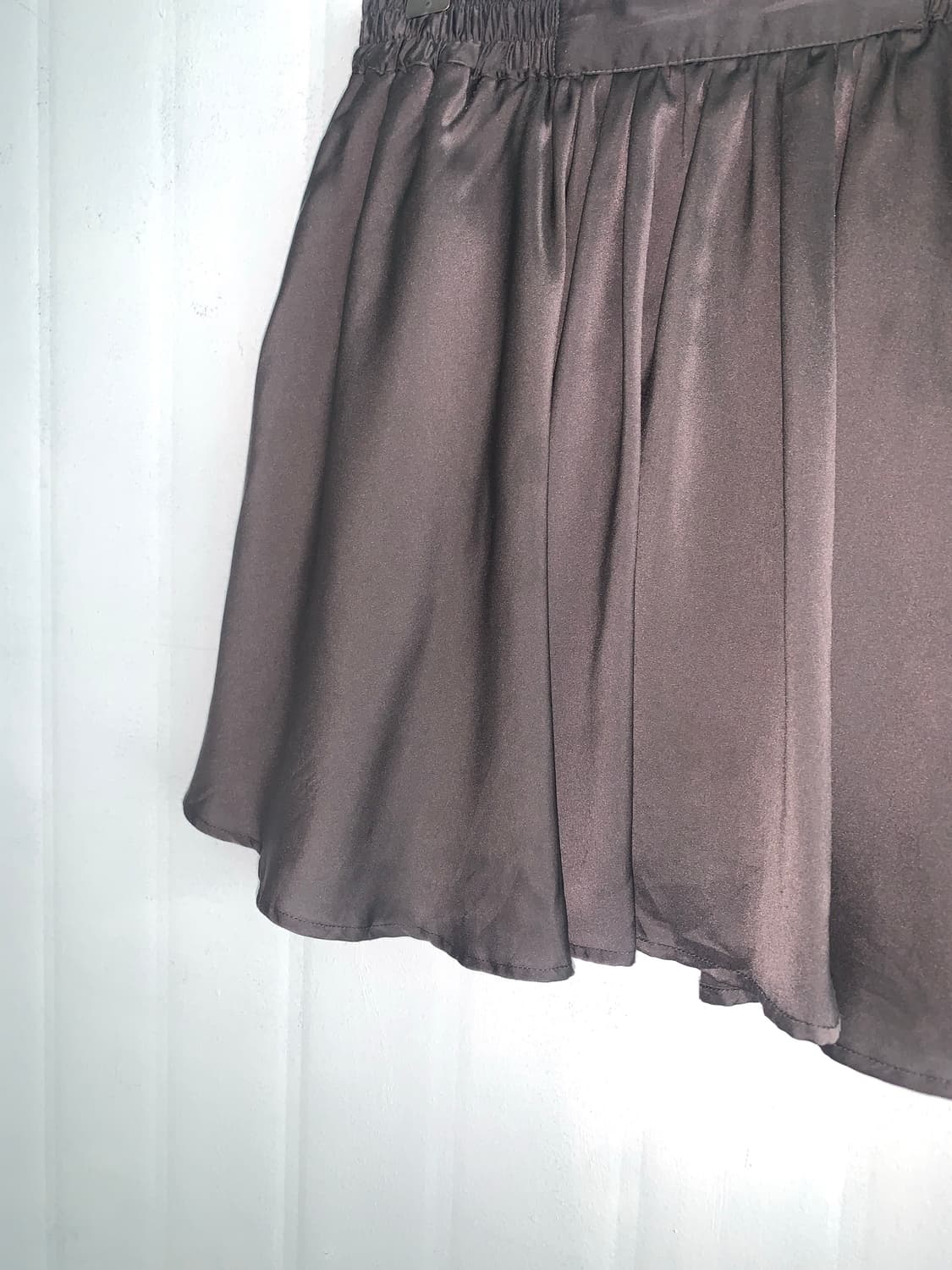 Deep Brown Satin Flare Mini Skir 상품이미지4