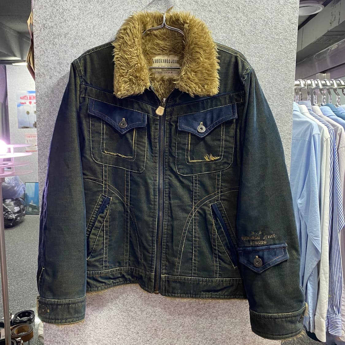 버커루 빈티지 코로듀이 무스탕 데님 자켓 B3530 상품이미지2
