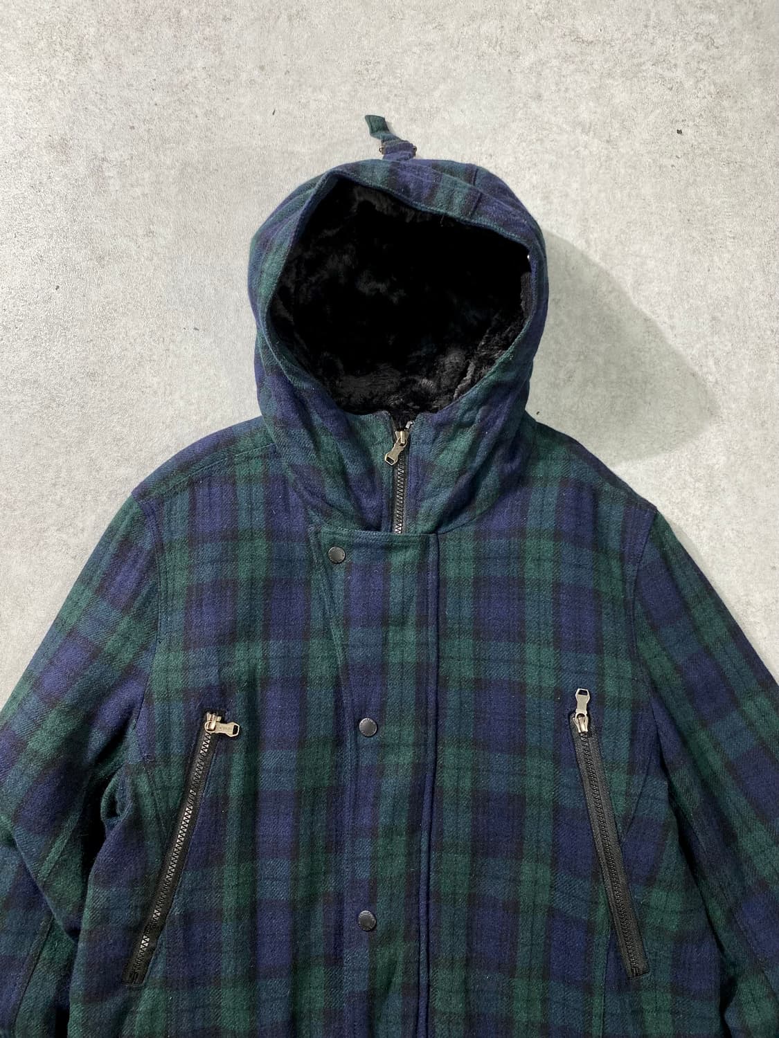 [L] TK MIXPICE 타케오 키쿠치 블랙와치 체크 울 후드 자켓 상품이미지2