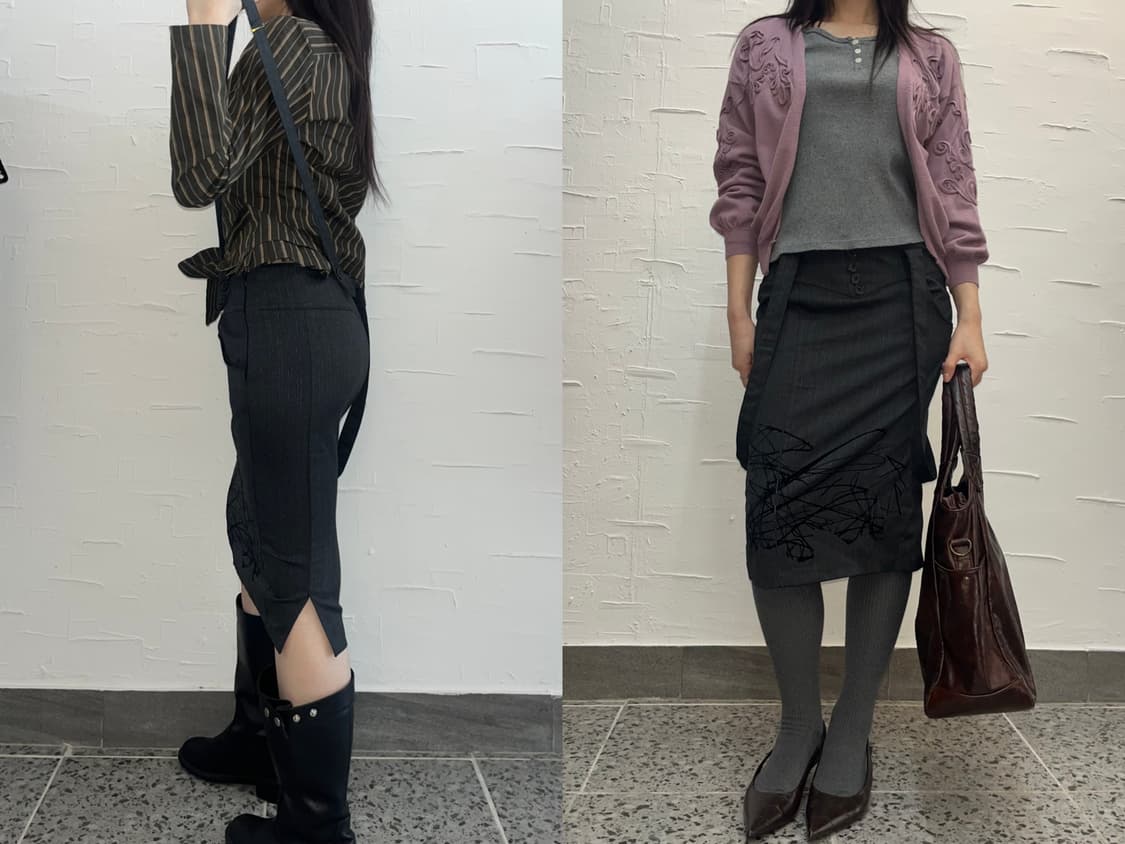 Suspenders midi skirt 상품이미지3