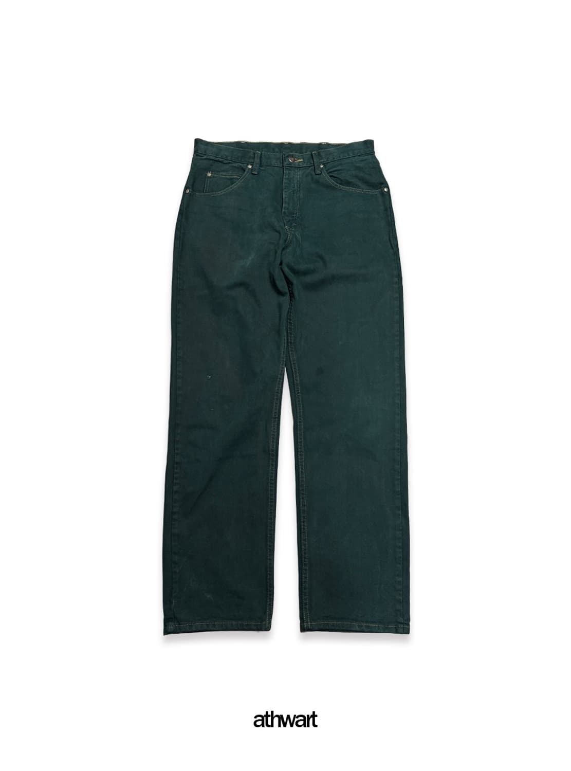 랭글러(Wrangler) 딥 그린컬러 다잉 코튼 스트레이트 데님 팬츠 상품이미지1