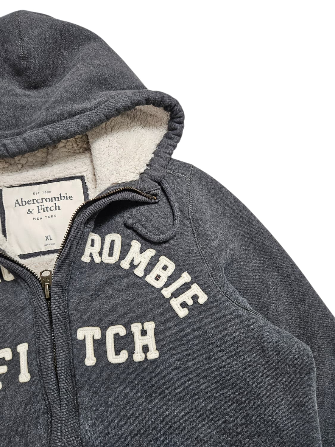 아베크롬비 기모 후드 집업 그레이 상품이미지2