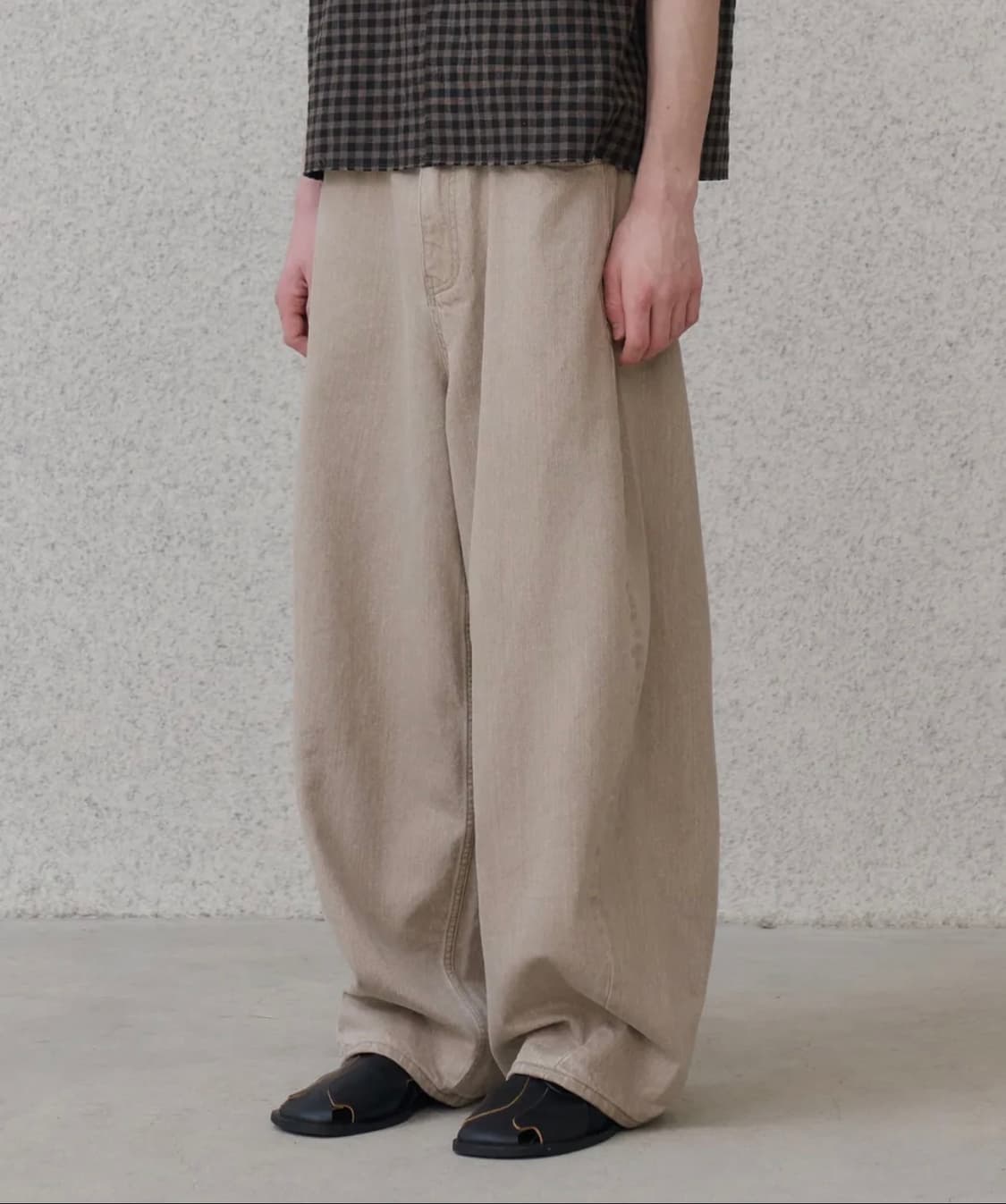 노운 wide curved denim pants(sand beige) 0 상품이미지1