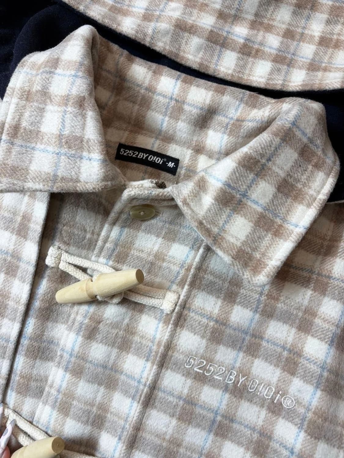 OiOi 오버핏 체크 더플 후디 코트 PN6832 상품이미지3