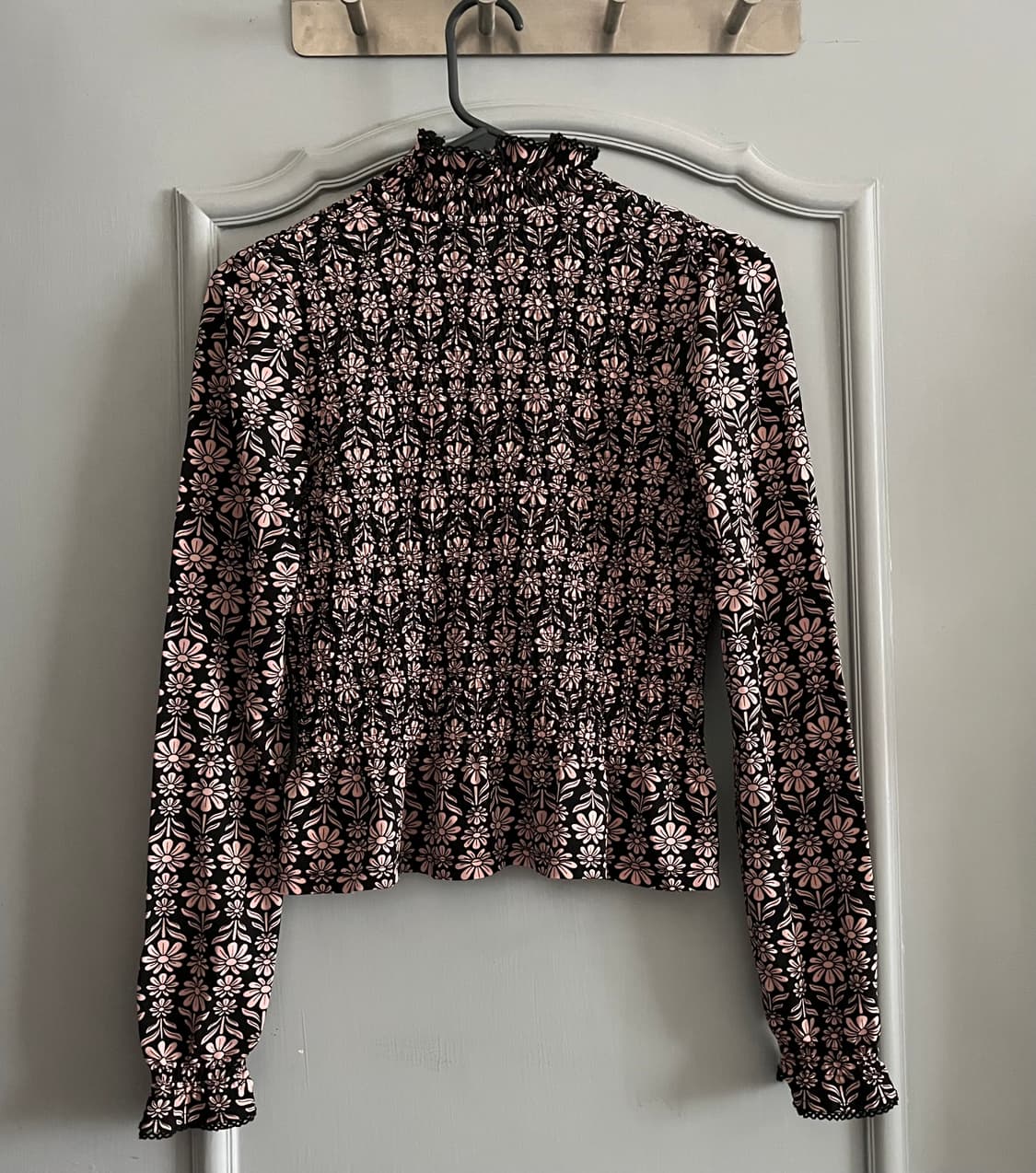 산드로 하이넥 플라워 밴딩 블라우스 0사이즈 상품이미지9