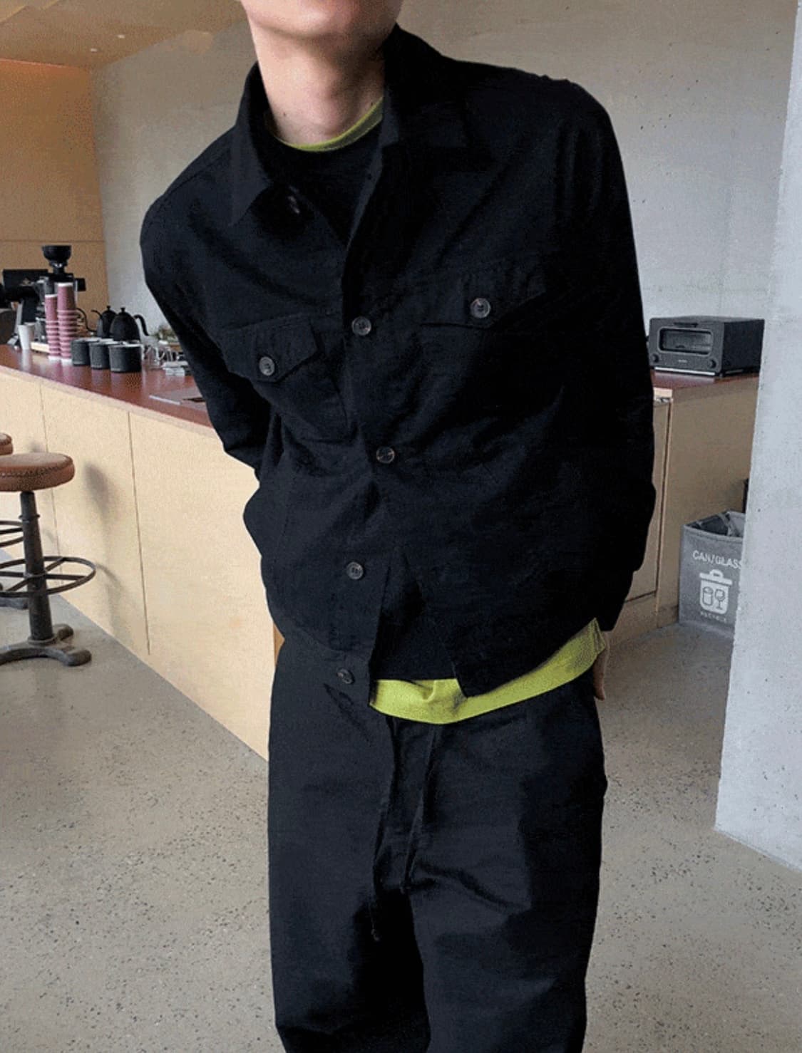 블랙 코튼 트러커 자켓 상품이미지1