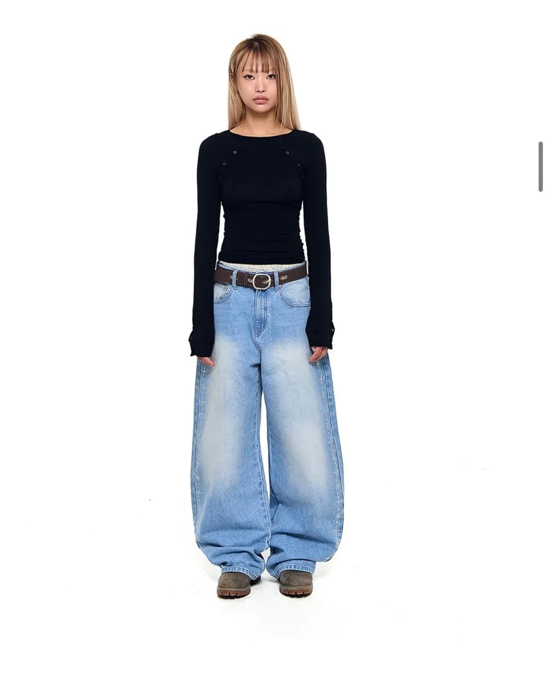 아캄 Side Rhinestone Denim Pants (Blue) 상품이미지2
