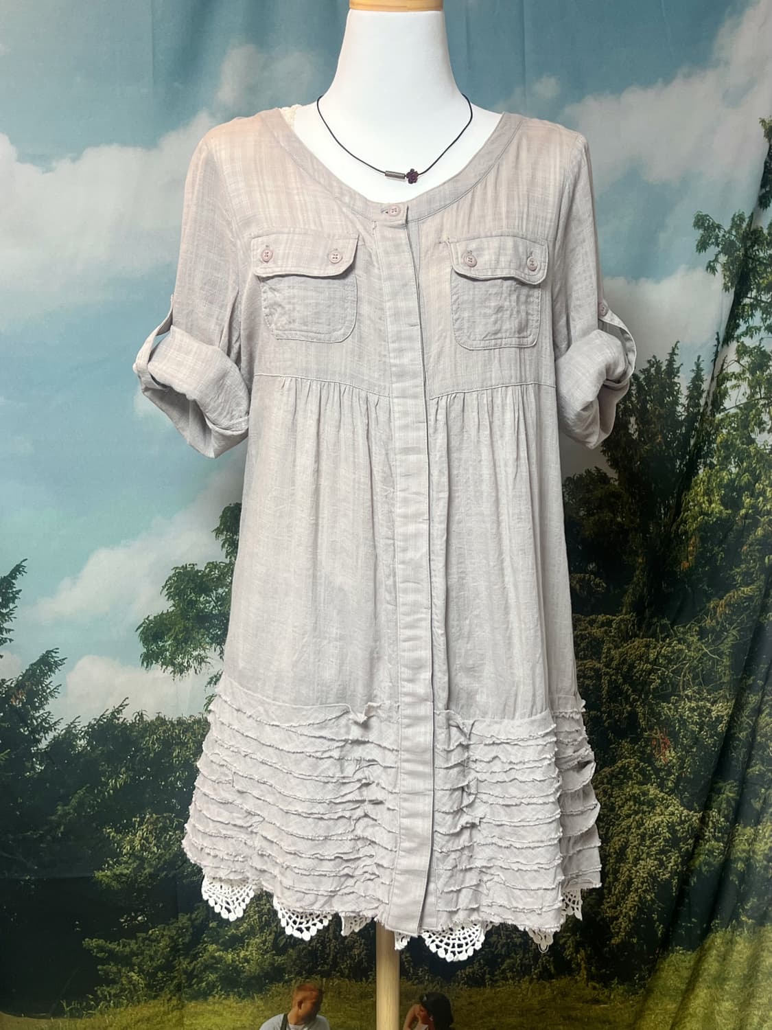 Teard frill shirt pocket dress   a layer 상품이미지1