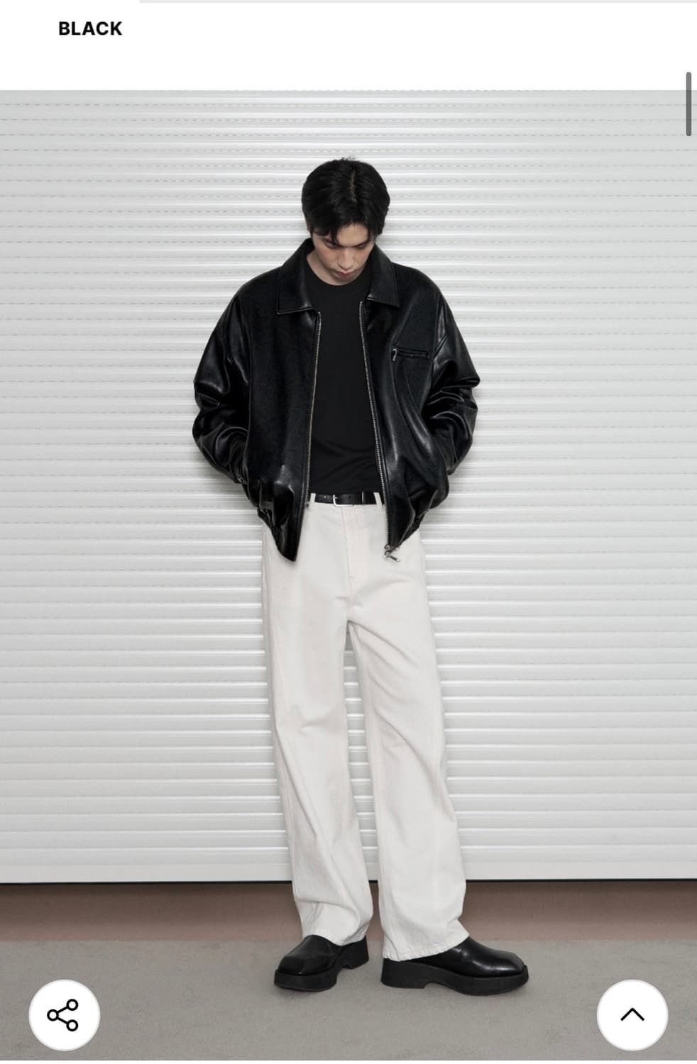 (새상품)(L) 레더리 레더 오버핏 블루종 자켓 [BLACK] 판매 상품이미지4