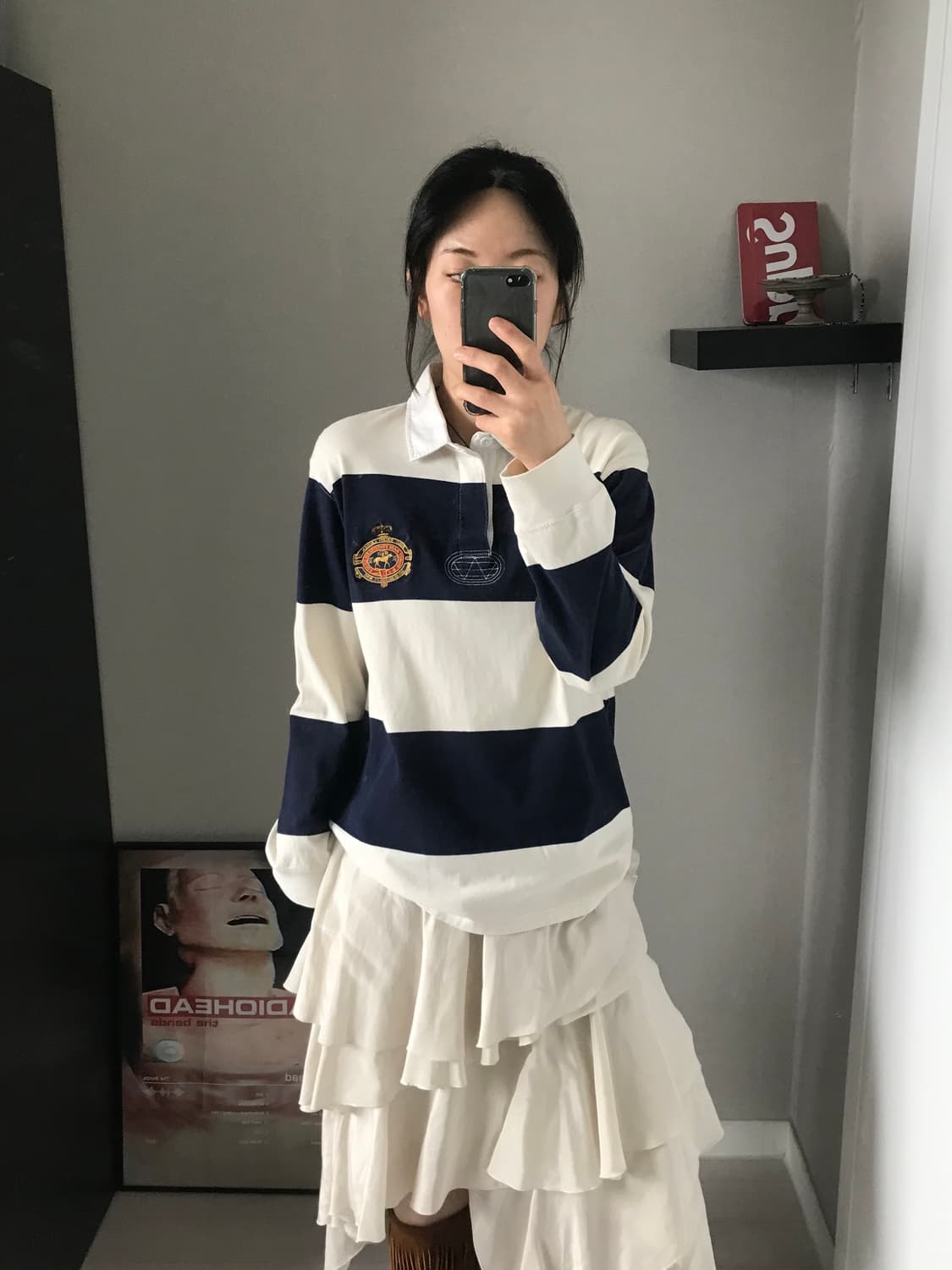 폴로 랄프로렌 클럽 로고 단가라 긴팔 럭비티 상품이미지2