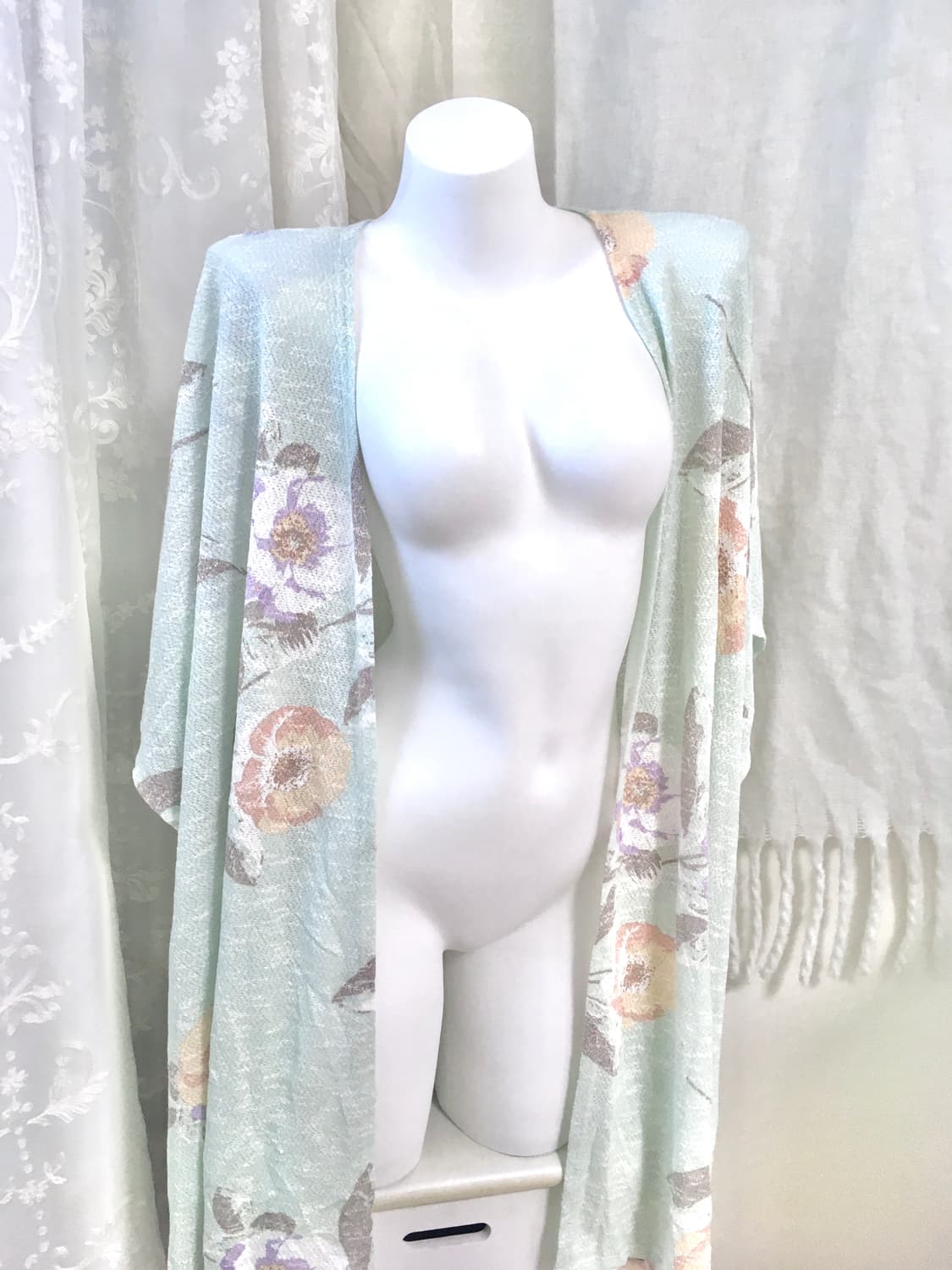 오리엔탈 플라워 민트 롱 가디건  상품이미지1