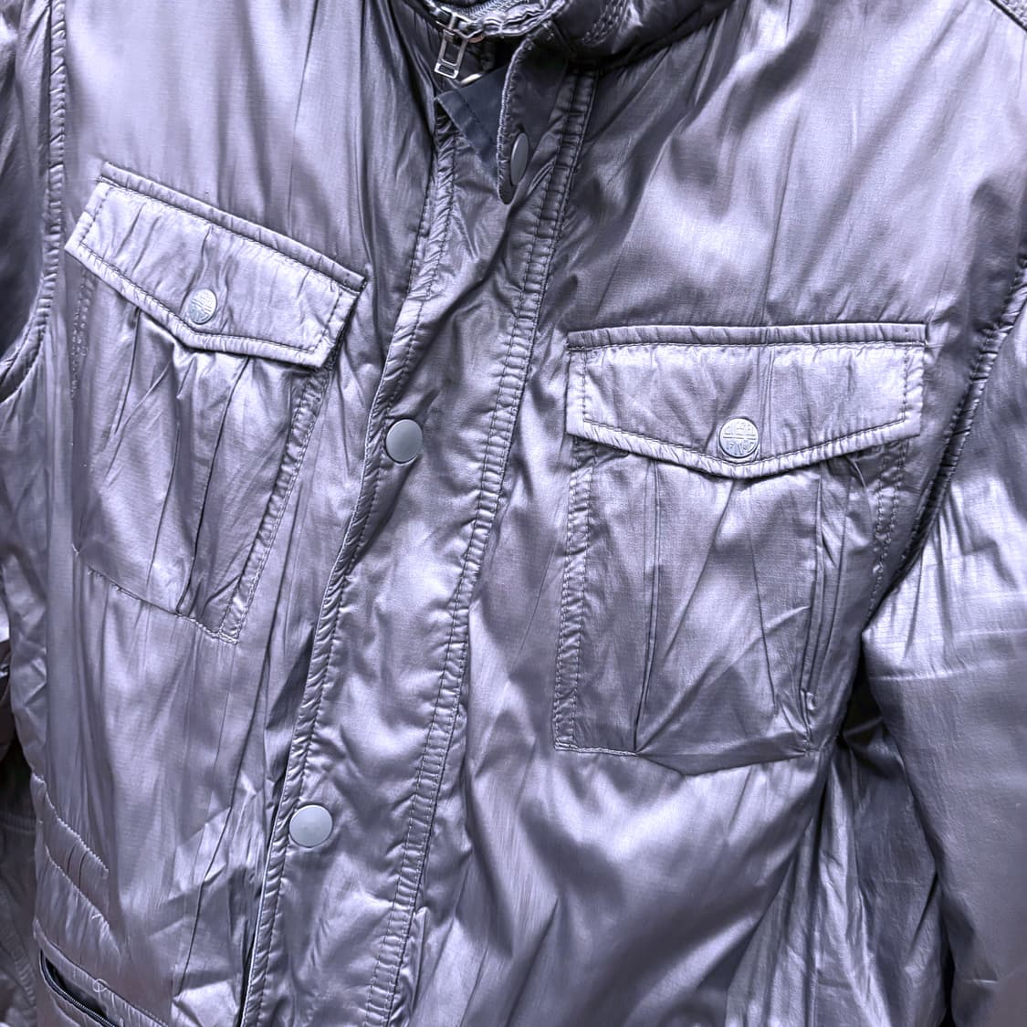 디젤 하이넥 퀄팅 패딩 자켓 워크 웨어 스탠드 카라 스티치 디테일 차콜 상품이미지6