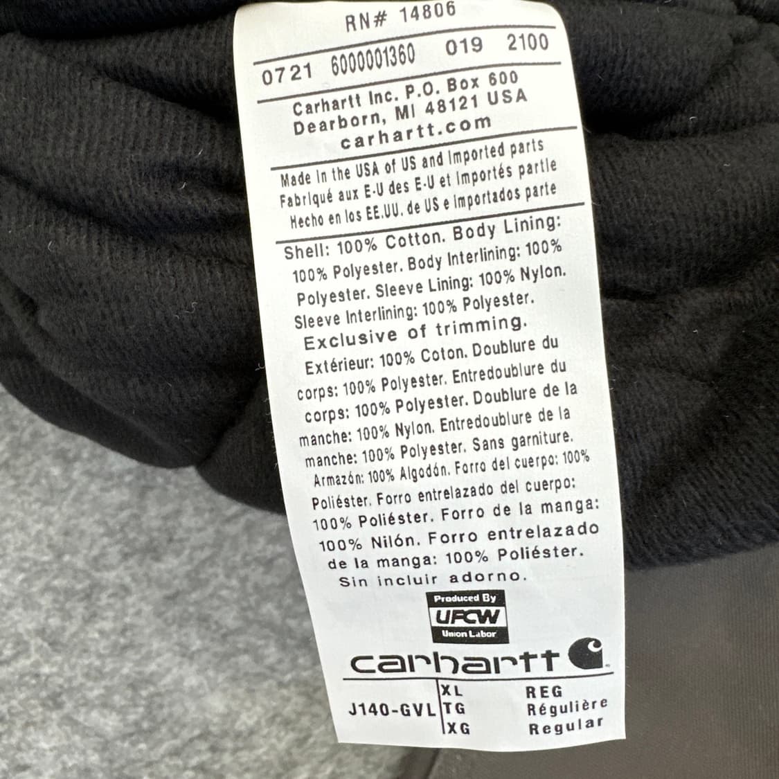 칼하트 미국 J140 GVL 덕엑티브 자켓 XL  상품이미지8