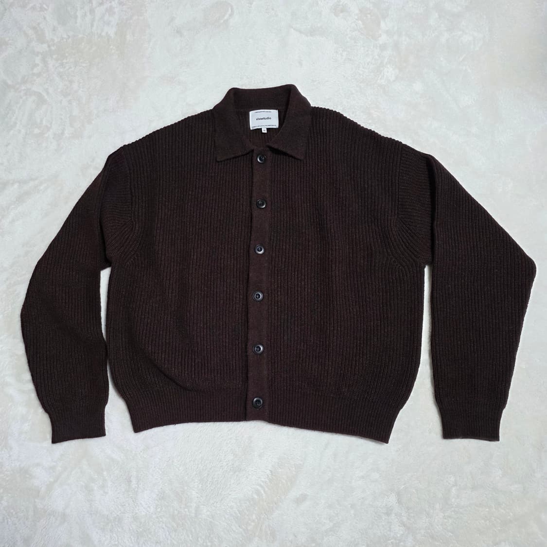 (M)비바스튜디오 카라넥 니트 가디건 브라운 상품이미지1