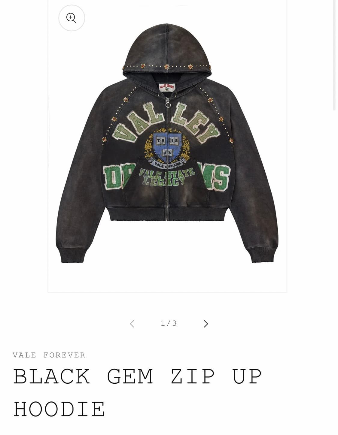 (M) Vale forever GEM ZIP UP 후드집업 블랙 상품이미지8