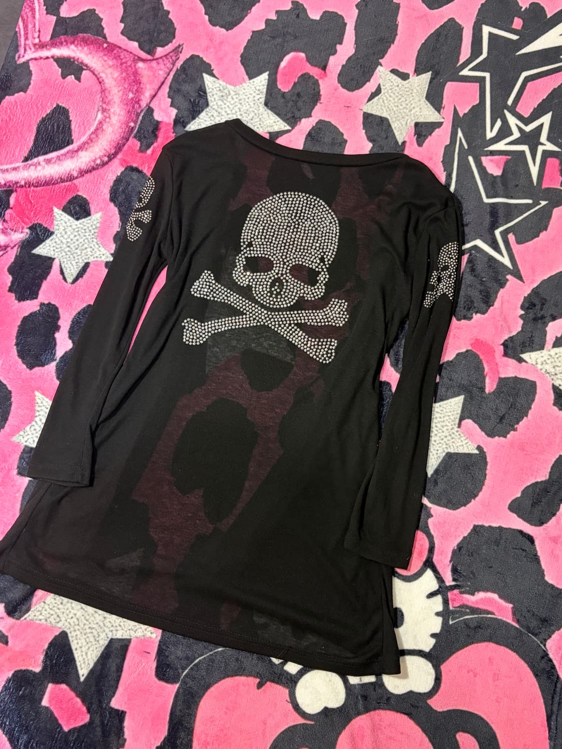00‘s skull cubic See-through Cardigan 상품이미지8