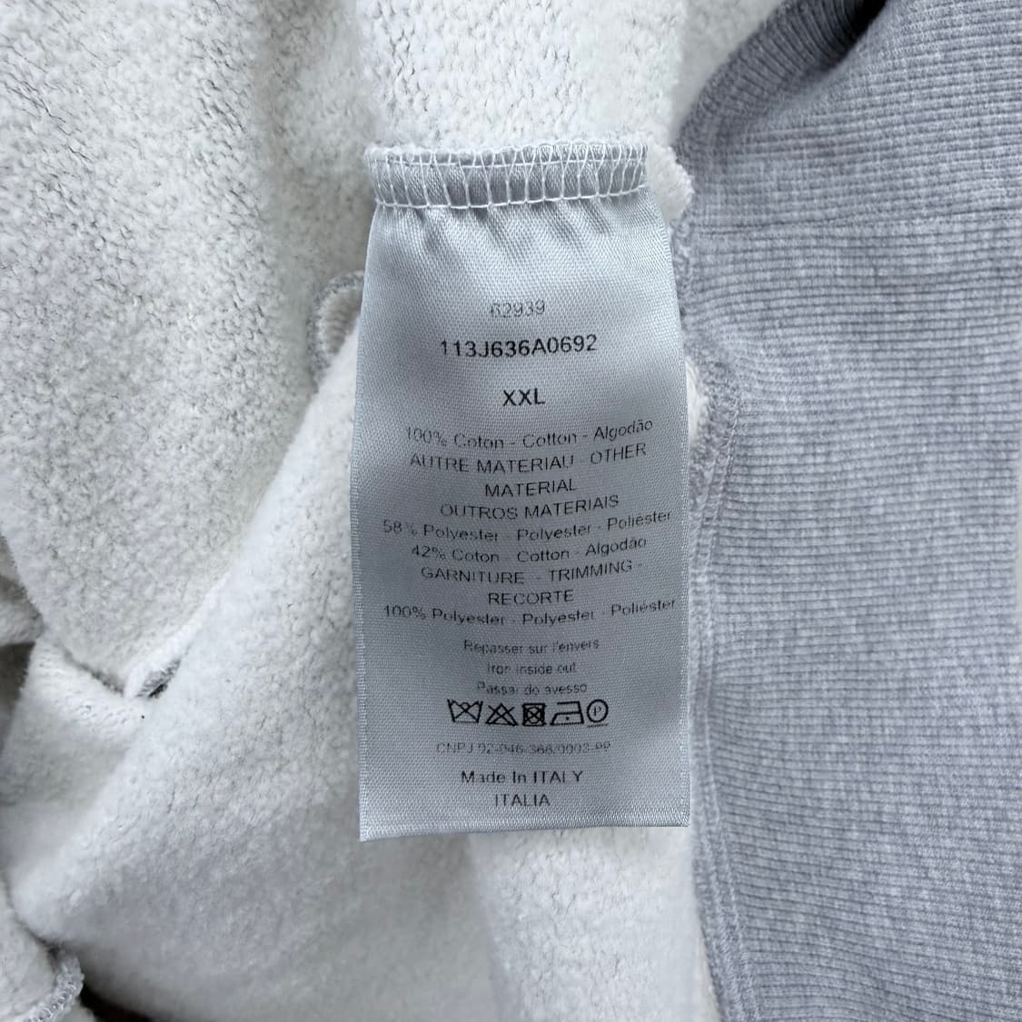 [S+급/2XL] 디올 오블리크 스웻셔츠 믹스 후드티 그레이 상품이미지7