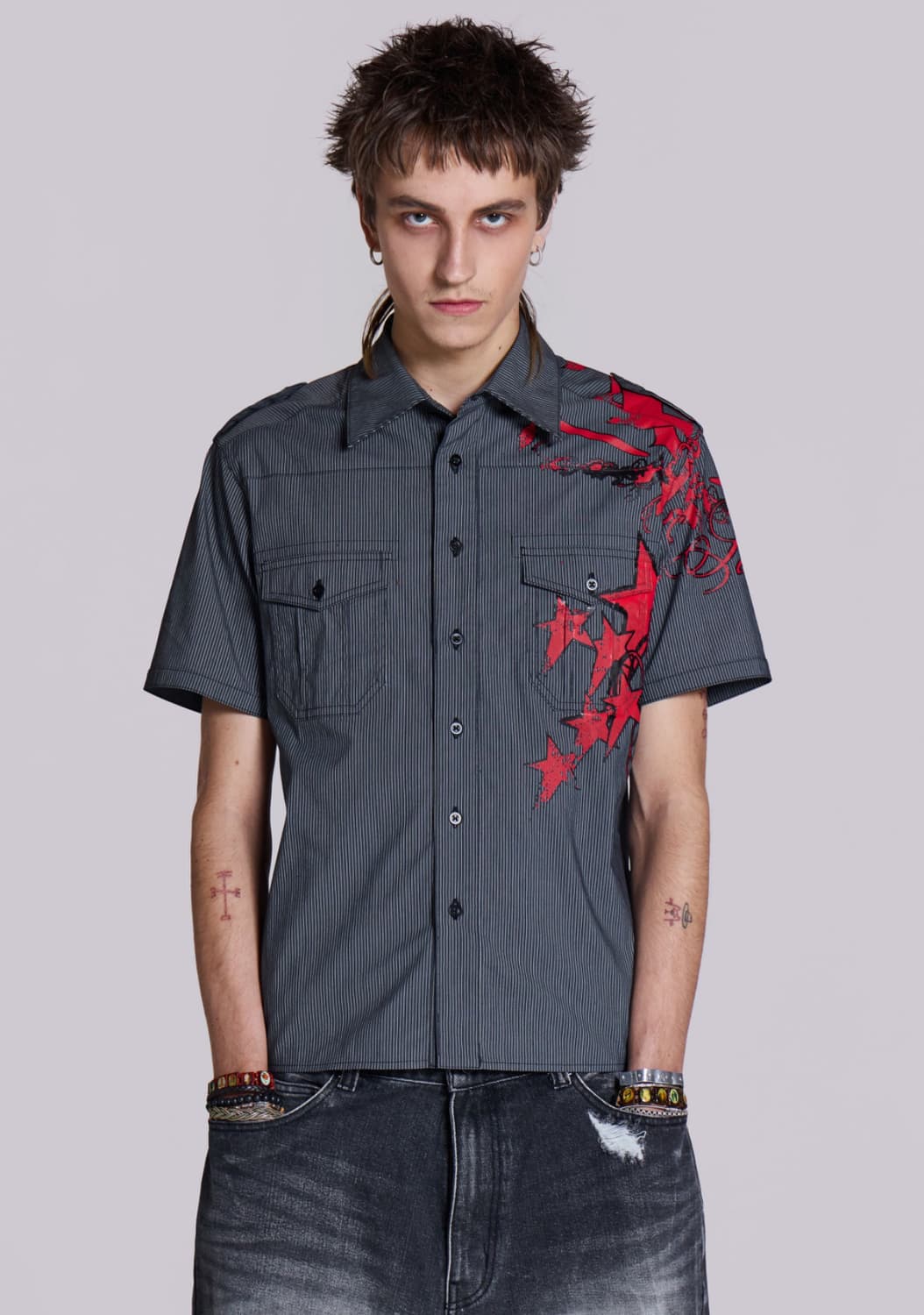 Jaded Man 제이디드런던 스크립트 핀스트라이프 셔츠 상품이미지1