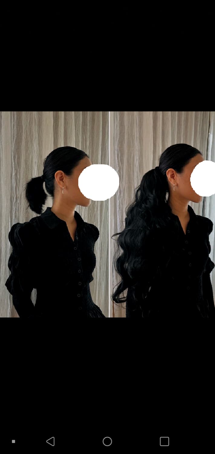 포니테일 웨이브 집게핀 자연스러운 가발 내추럴 블랙 상품이미지2