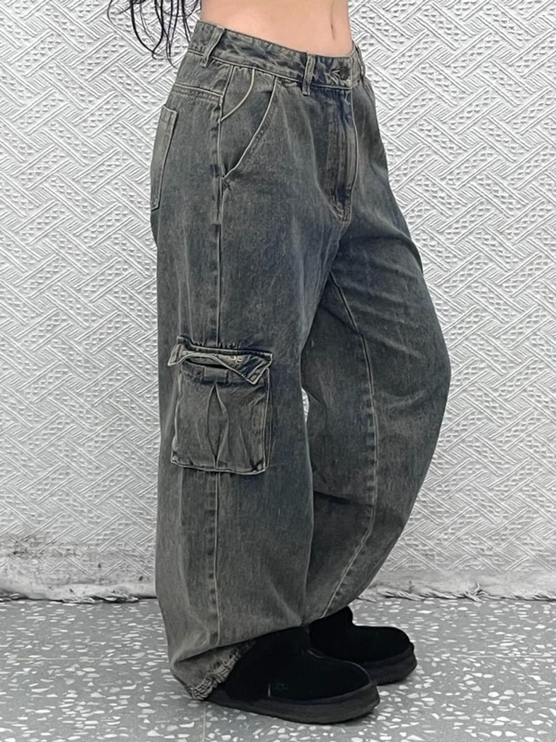 스컬프터 올드스쿨 스트릿 빈티지 스트링 카고 데님팬츠 M C08957 상품이미지1