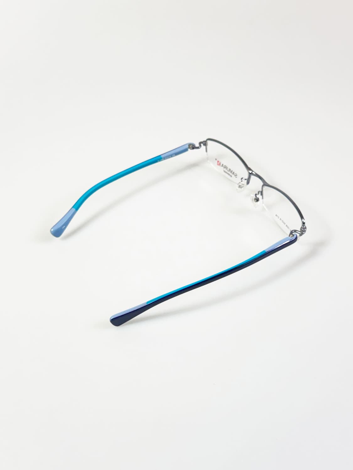 SAMURAI EYEWEAR 블루 반무테 스퀘어 메탈 빈티지 안경 상품이미지4