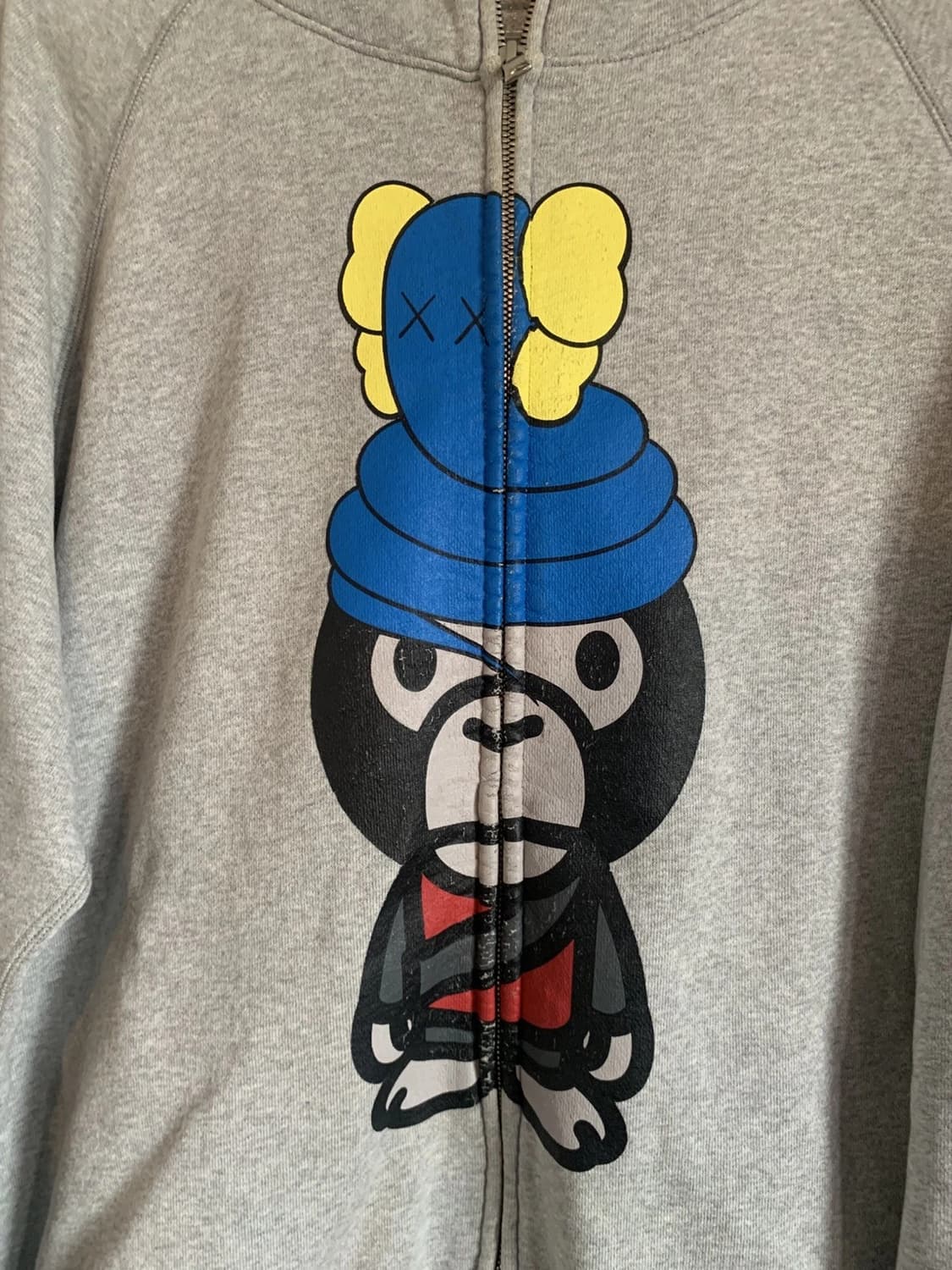 베이프 베이비 마일로 x 카우스 풀 후드집업 그레이 상품이미지2