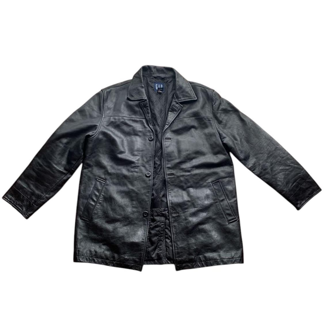 [L/미품] 올드갭 레더 카코트 블랙 빈티지 gap 상품이미지3