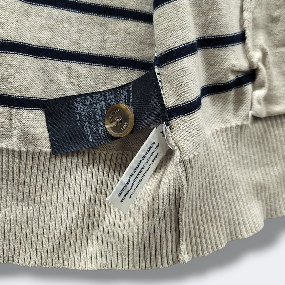 [M] 타미힐피거 아이보리 네이비스트라이프 포켓 가디건 상품이미지9