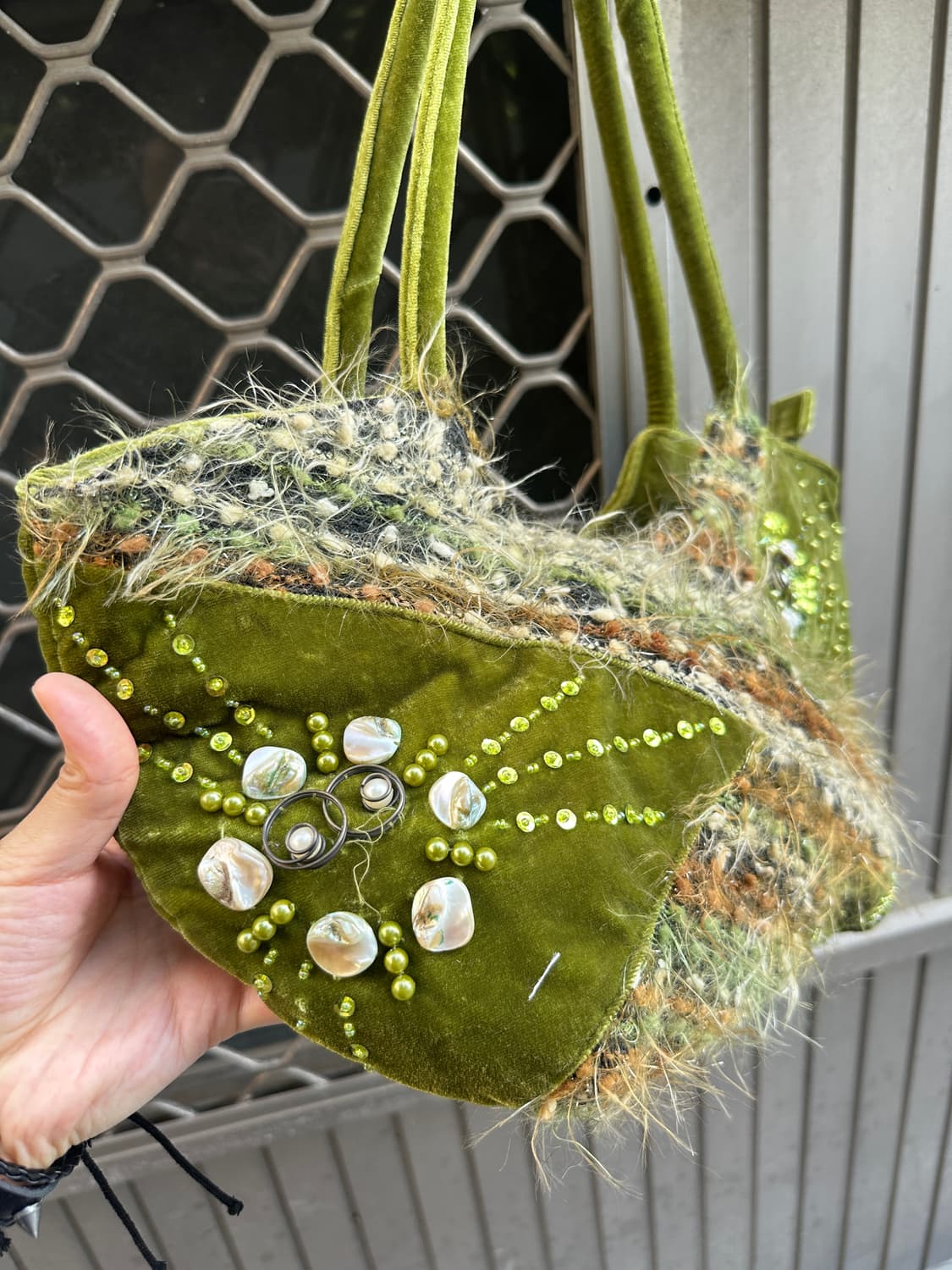 Vintage suede grren biz shoulder bag 상품이미지3