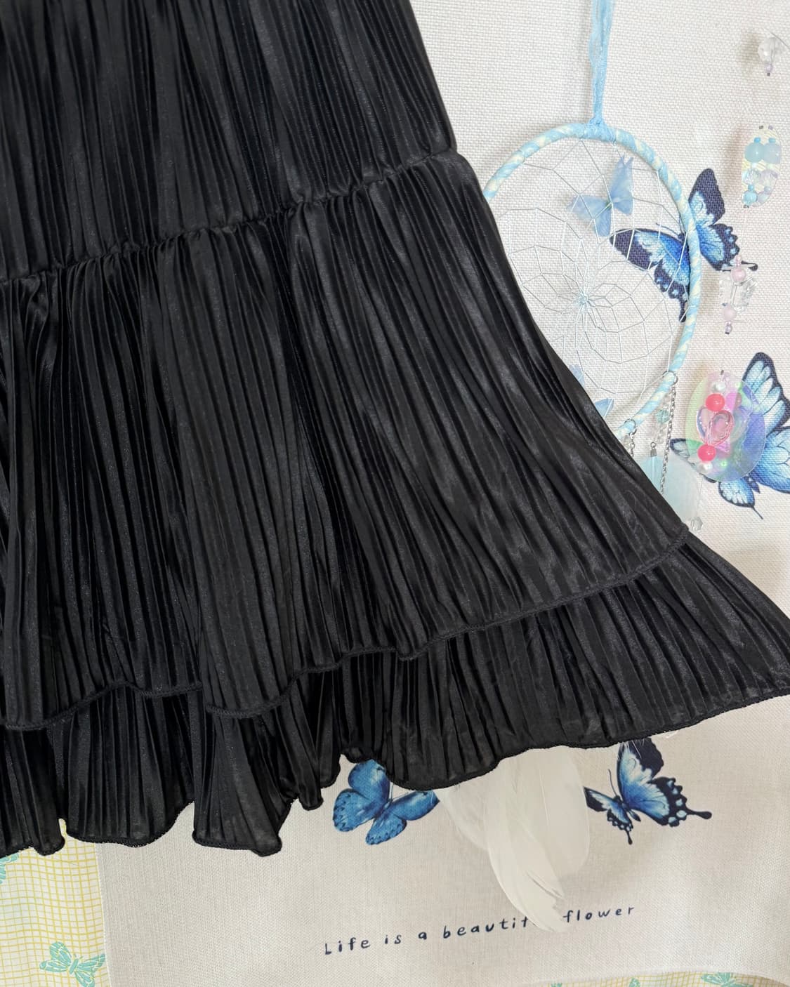 블랙 플리츠 캉캉 미니 스커트 상품이미지2