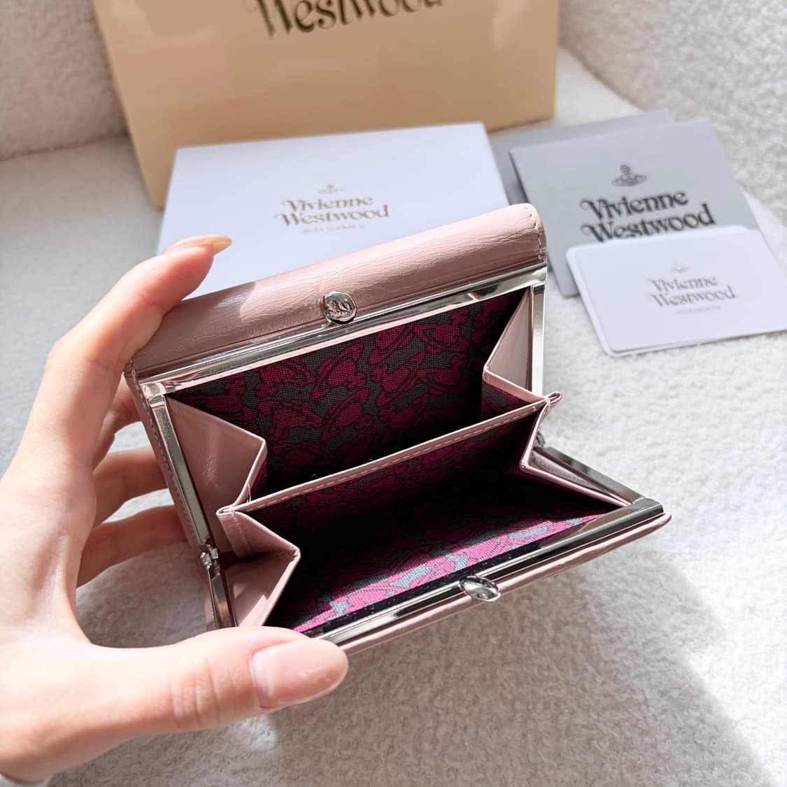 풀셋 비비안웨스트우드 반지갑 빈티지 워터 핑크 상품이미지6