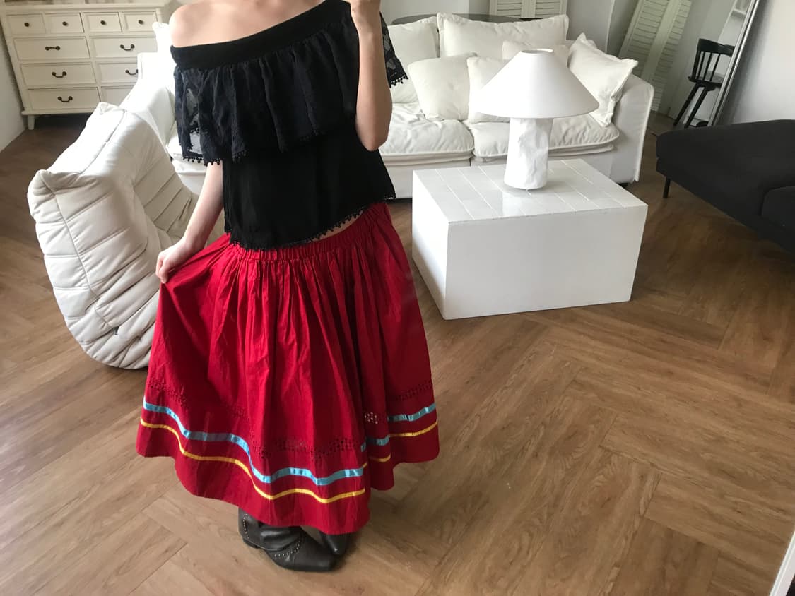 vintage red skirt 상품이미지7