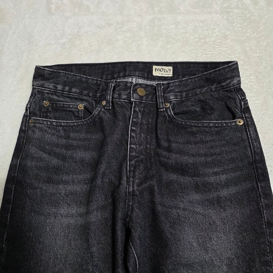 (28)모드나인 블랙 워시드 데님 팬츠 상품이미지2