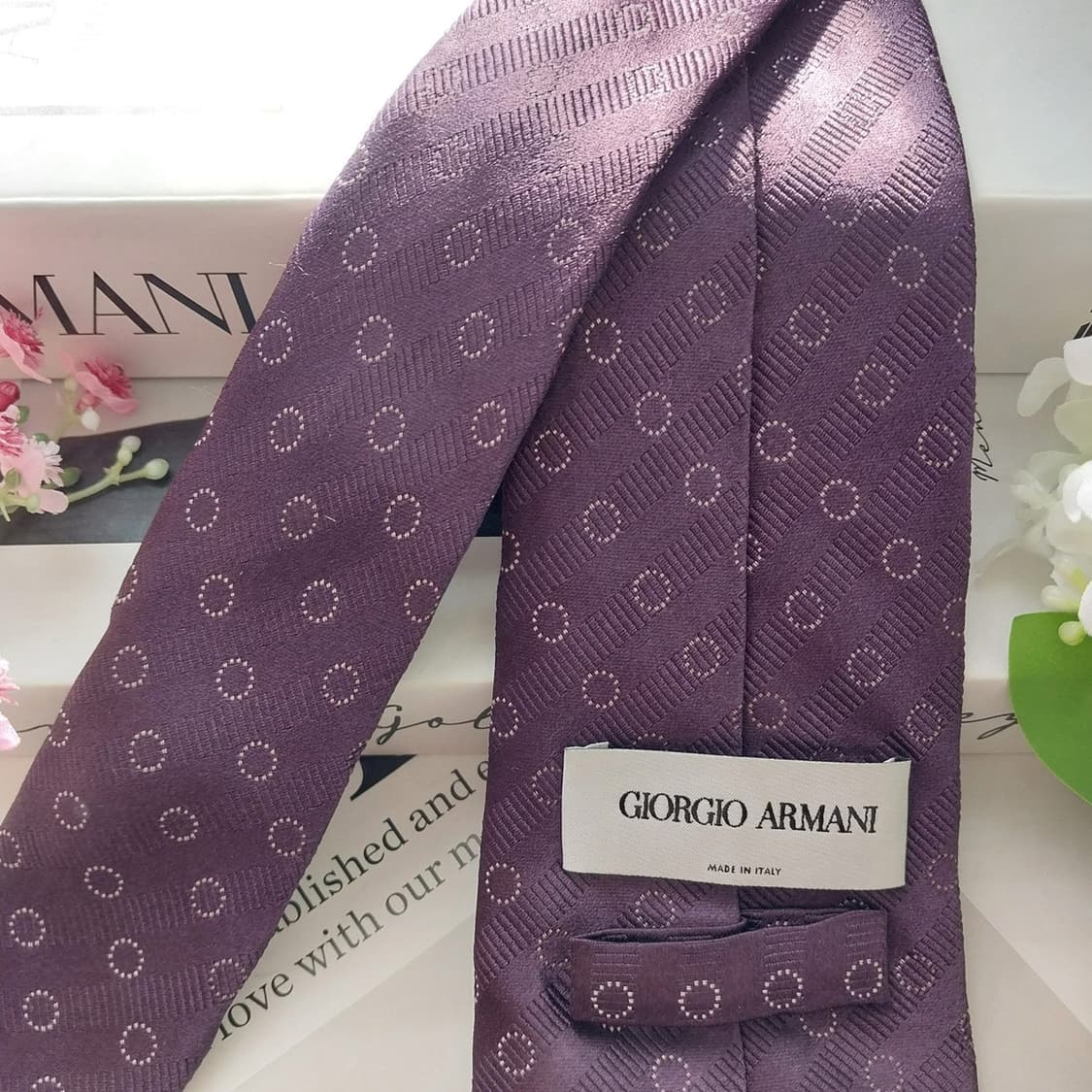 조르지오 아르마니 실크 퍼플 패턴 넥타이 9.2cm A+등급 K1747
 상품이미지6