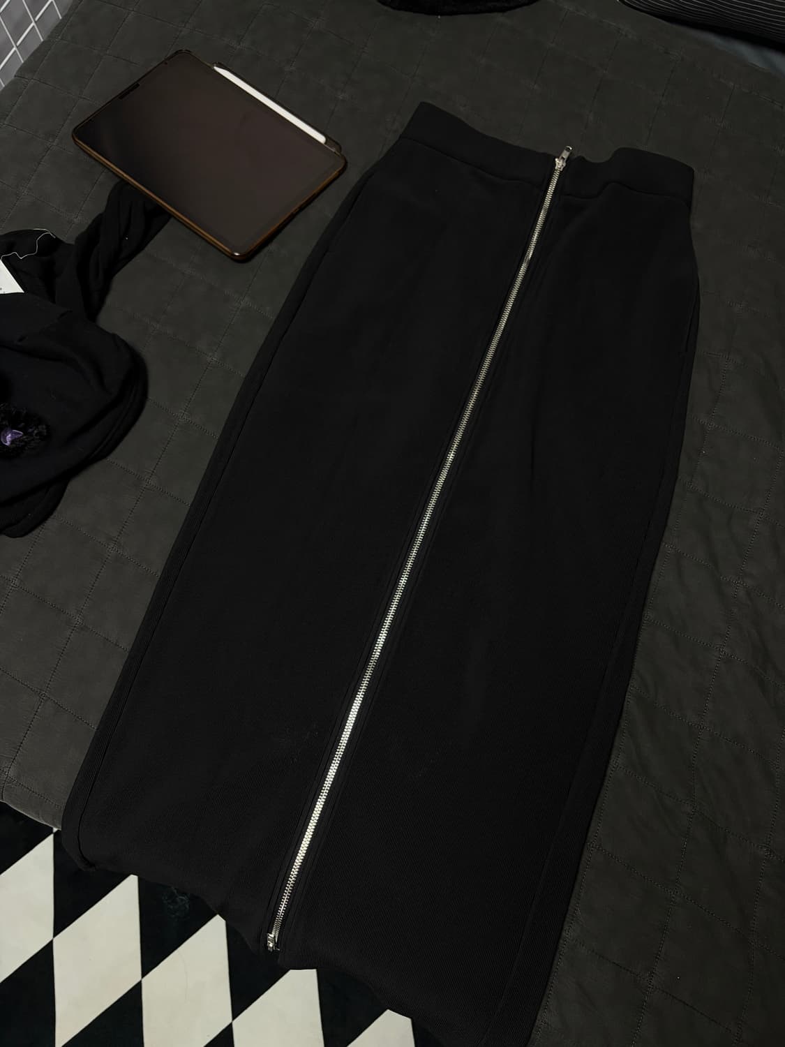 지퍼 투웨이 롱스커트 골지 빈티지 오피스룩 상품이미지5