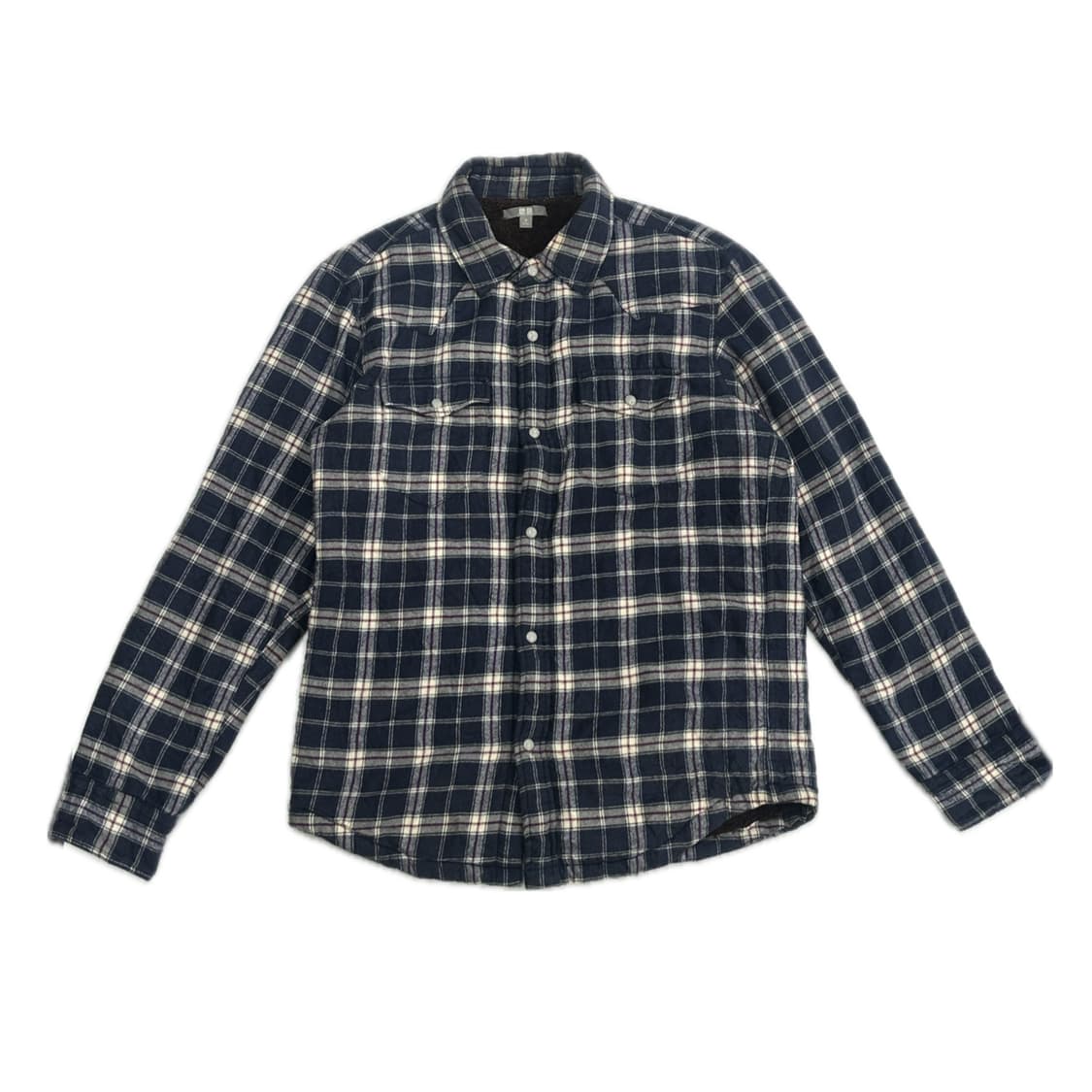 재팬 유니클로 네이비 체크 양털 폭닥 코튼 셔츠 빈티지 그런지 핀터 상품이미지2