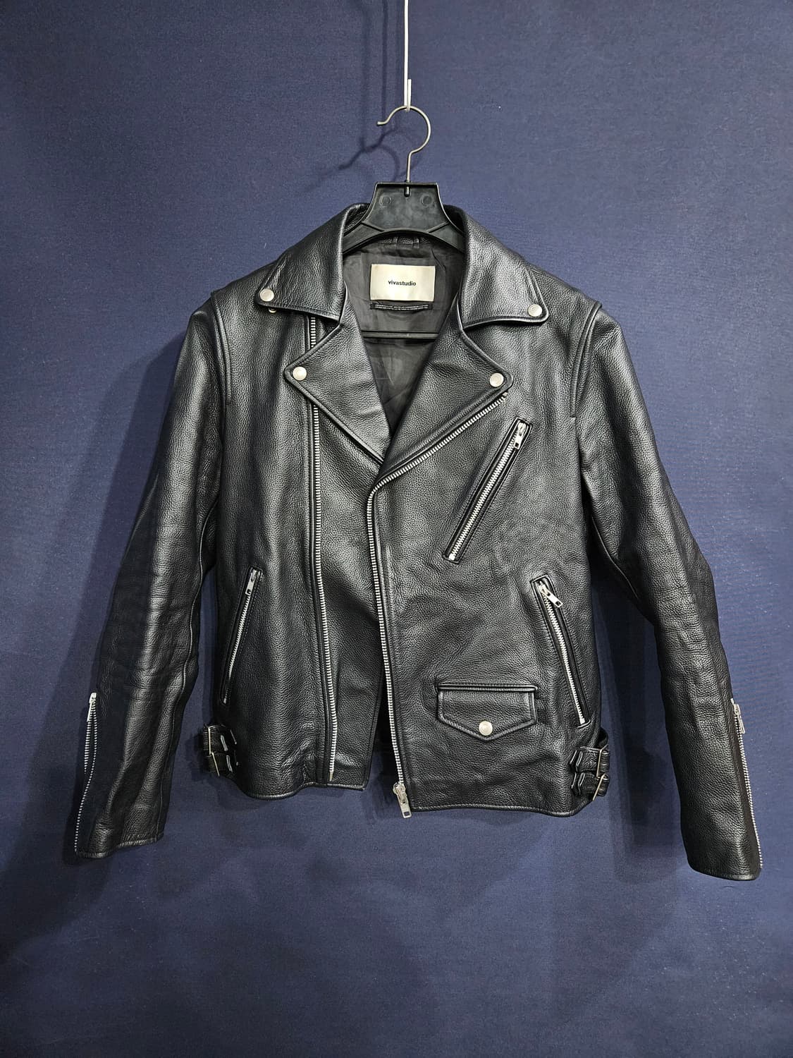 비바스튜디오 블랙 남성 슬림핏 95 가죽 라이더자켓  상품이미지1