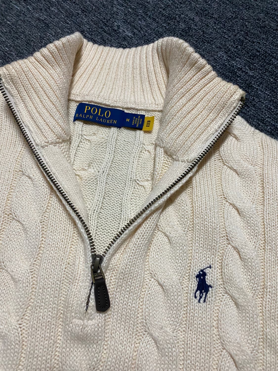 정가279,000원 최신형QR택 폴로 케이블  하프 집업  니트 RRL 상품이미지4