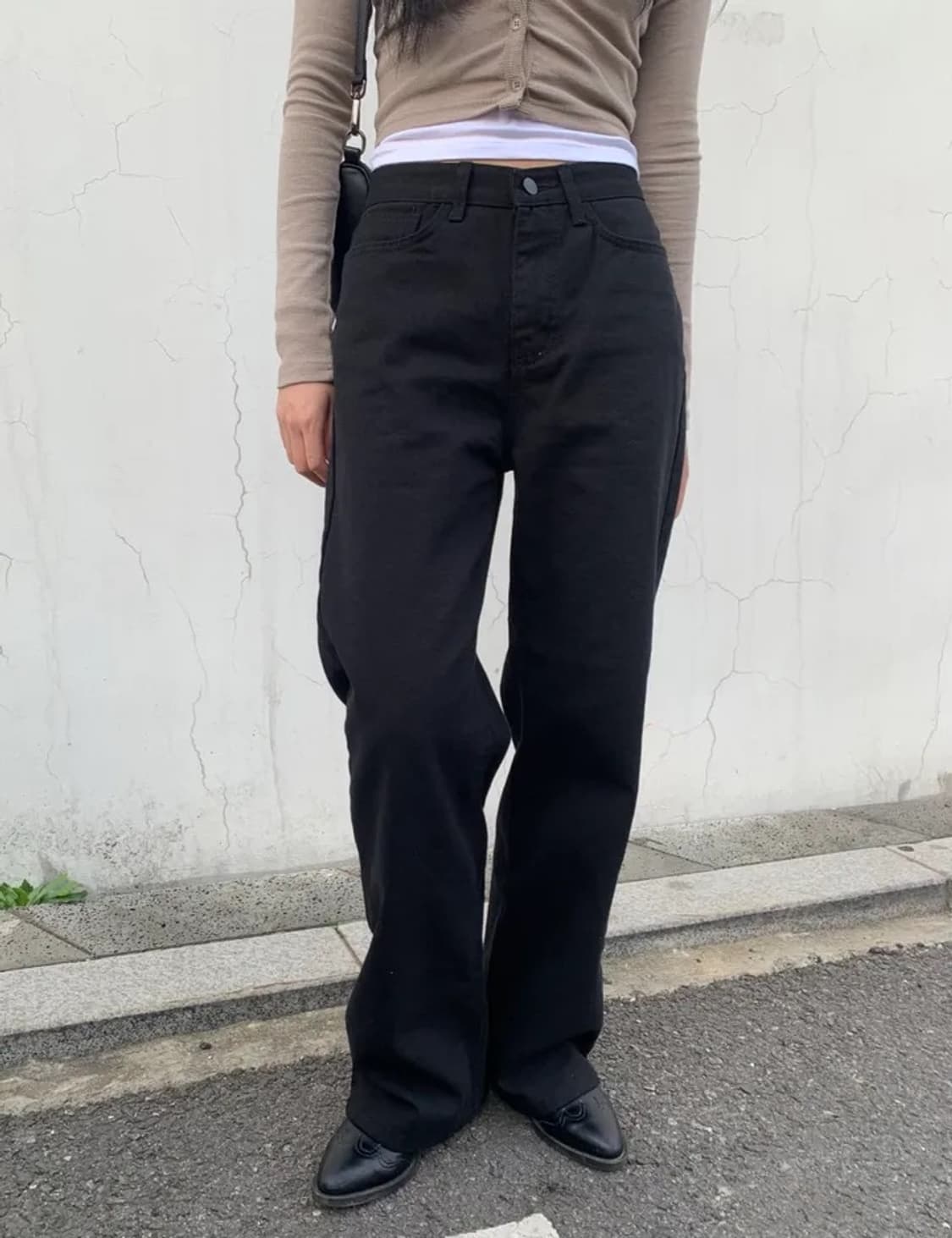 타임라인서울 코튼 롱 와이드 팬츠 블랙 면바지 에이블리 상품이미지2