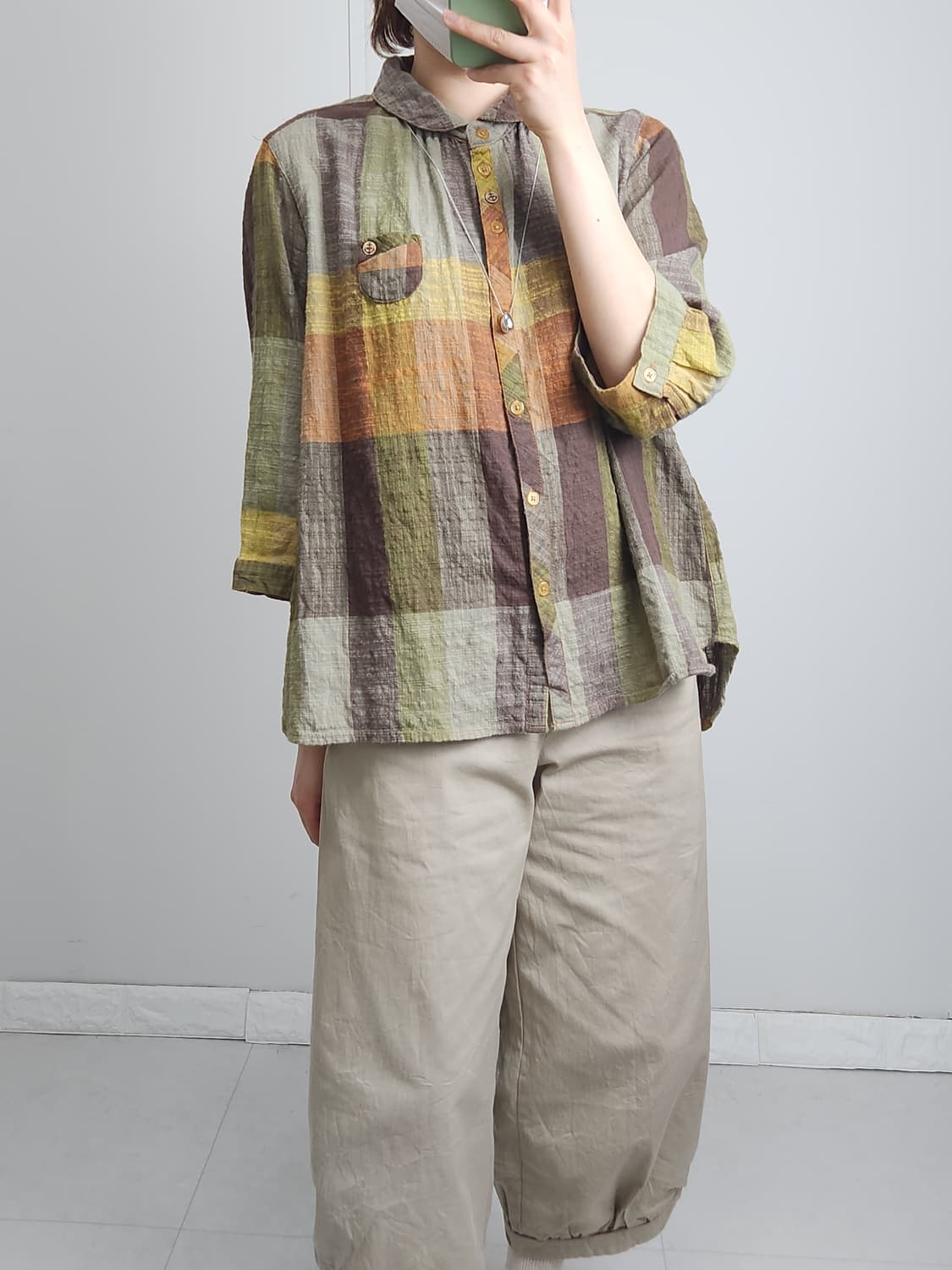 내추럴 체크 블라우스 상품이미지5