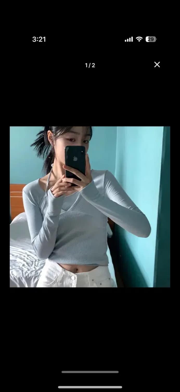 나이니 홀터넥 골지 뷔스티에 나시 티셔츠 레이어드 세트 상품이미지1