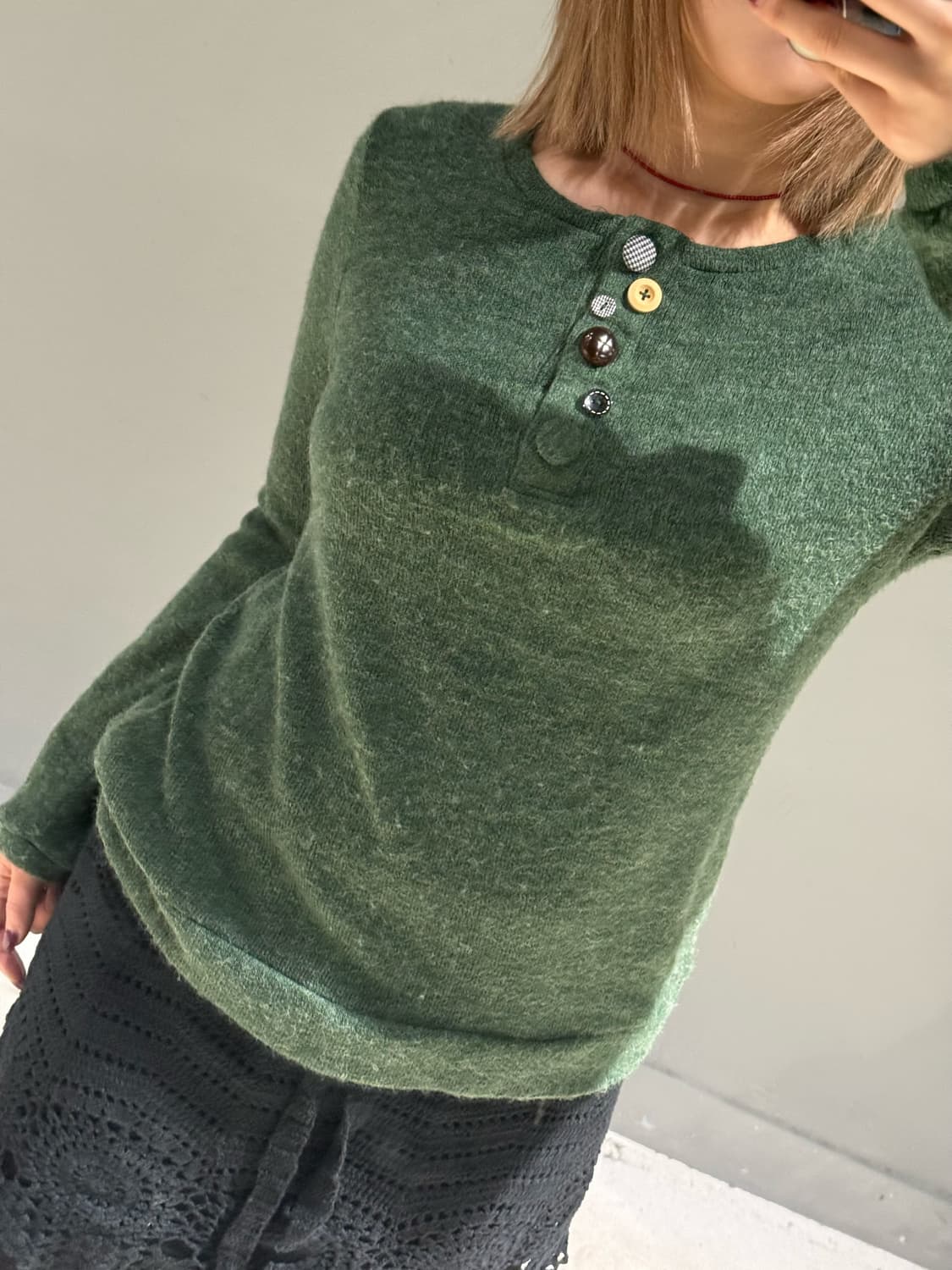 kawaii button detail knit sleeve 상품이미지2