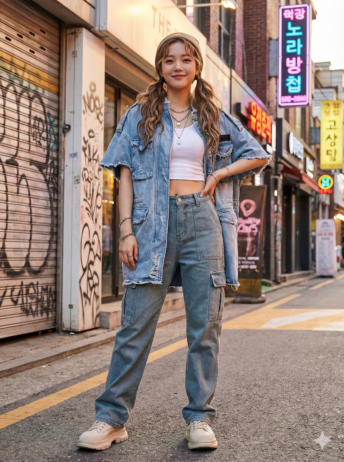 LAP 데님 반팔 야상 자켓 데미지 스타일_FREE 상품이미지1