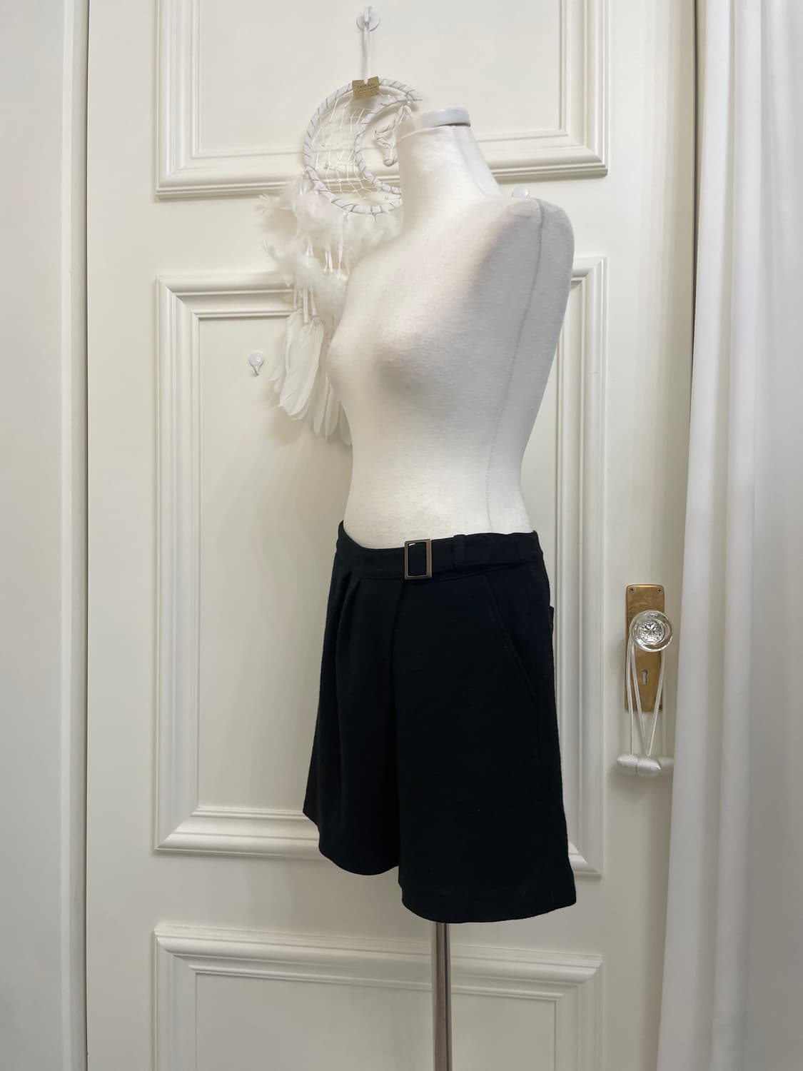 black wool belt point pleats pants 상품이미지2