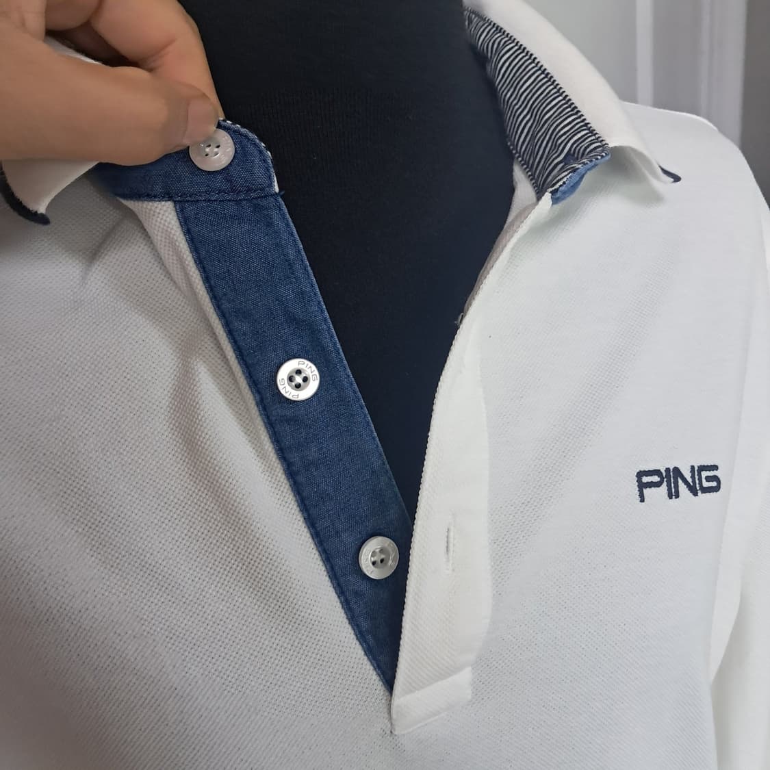 PING 핑 골프 긴팔 카라티 100 화이트 상품이미지5