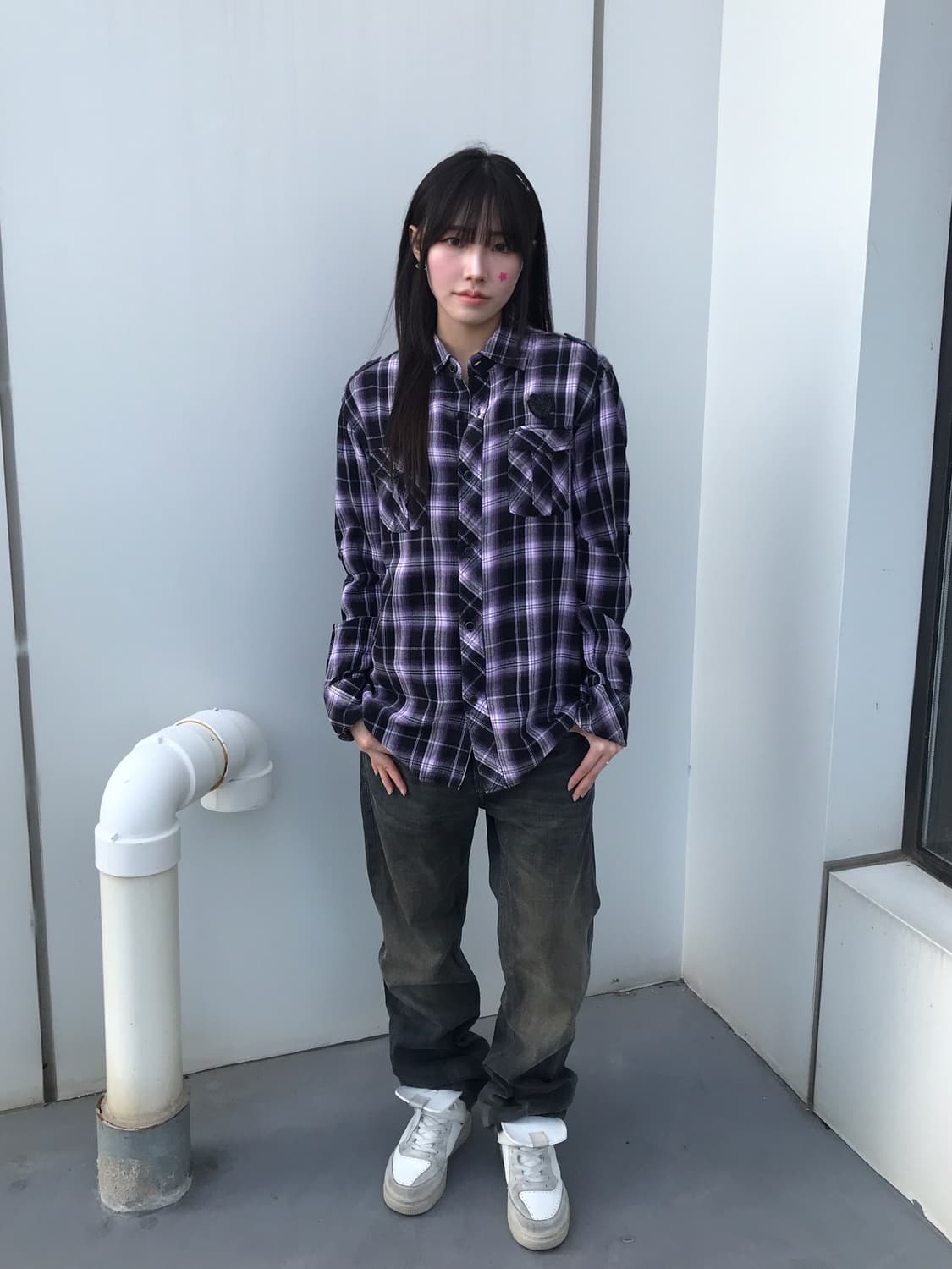 RUSS-K Y2K Purple Plaid Shirt 상품이미지1
